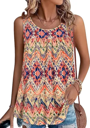 CHICGAL Womens Summer Tank Tops Sleeveless T Shirt Casual Loose Fit Tunic Blouses