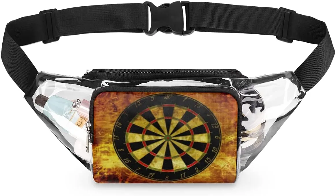 Clear Fanny Pack Stadium Approved Adjustable Dartsboard On Grunge Clear Belt Bag Cute Waist Pouch for Women Men Travel Sports Events Hiking Concerts