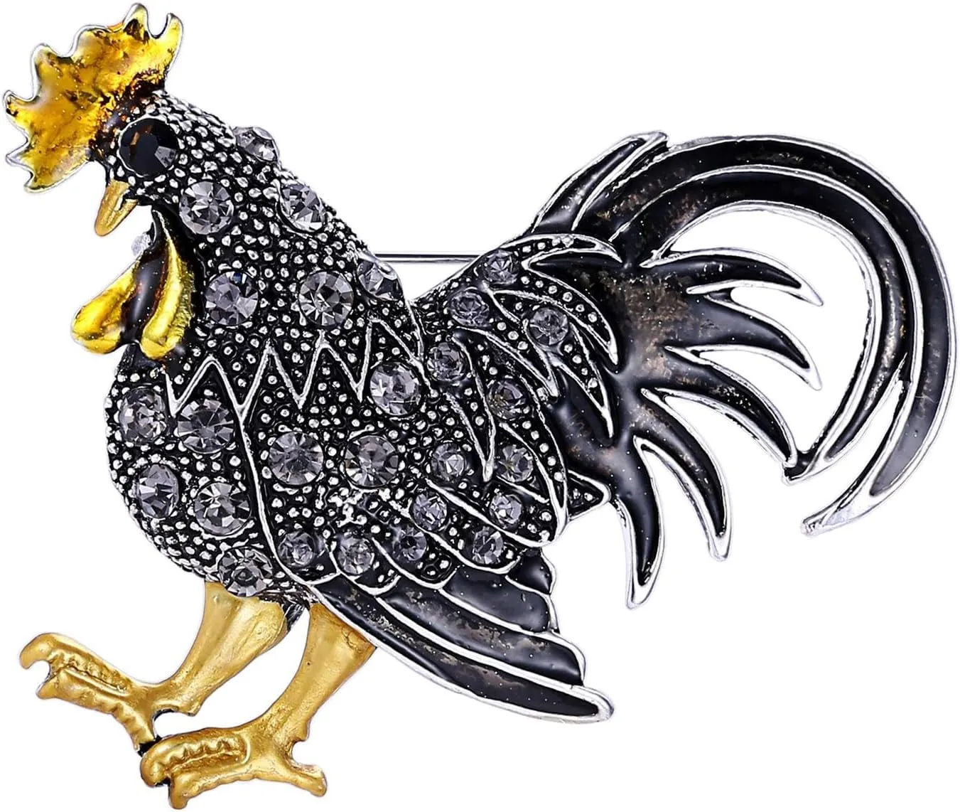 Cock Rooster Brooch Pins Multicolor Crystal Brooches for Women