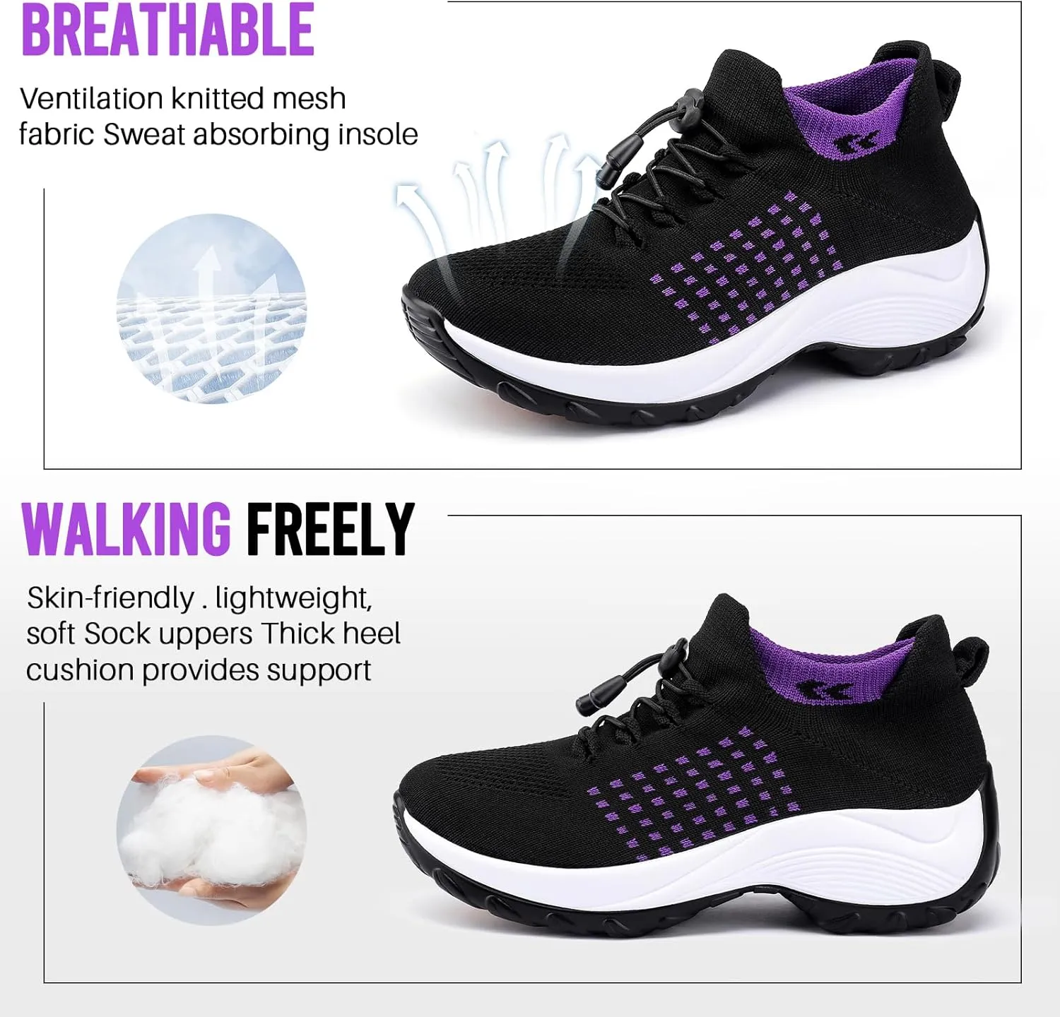 Comfortable Breathable Women Walking Shoes Slip on Trainers Women's Orthopedic Casual Ladies Shoe Thick Bottom