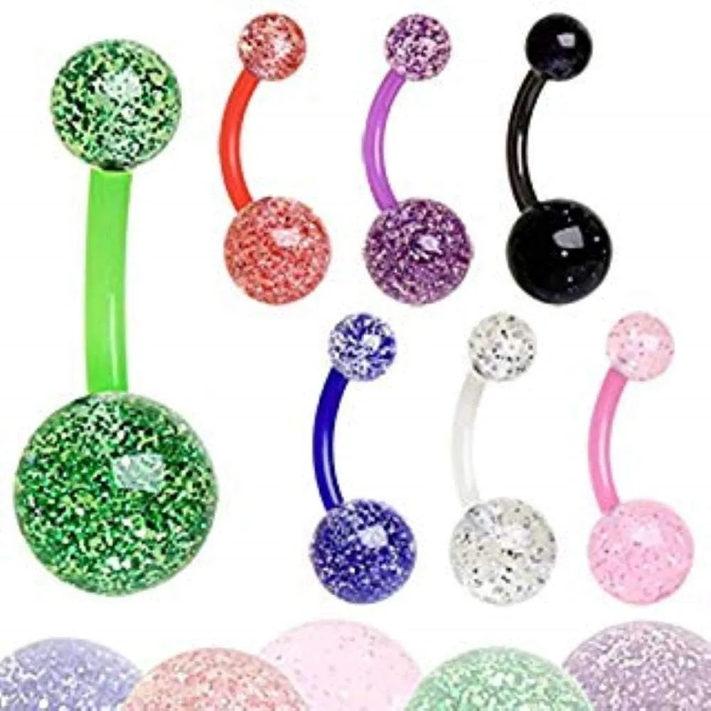 Covet Jewelry BioFlex Metallic Glitter Ball Navel Ring