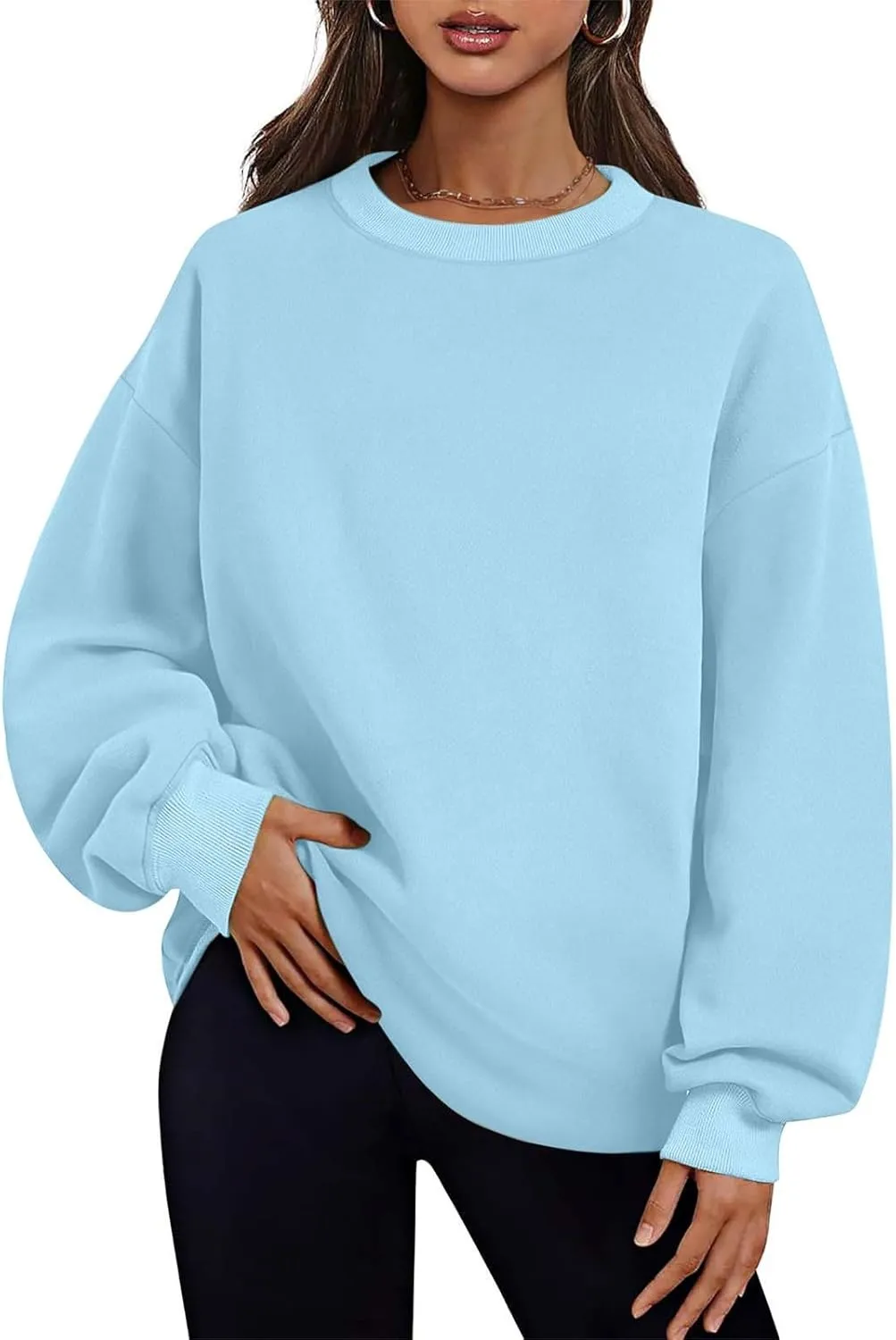 Crewneck Sweatshirts Womens Fall Fashion 2024 Long Sleeve Tops Pullover Casual Cute Loose Winter Clothes with Pocket