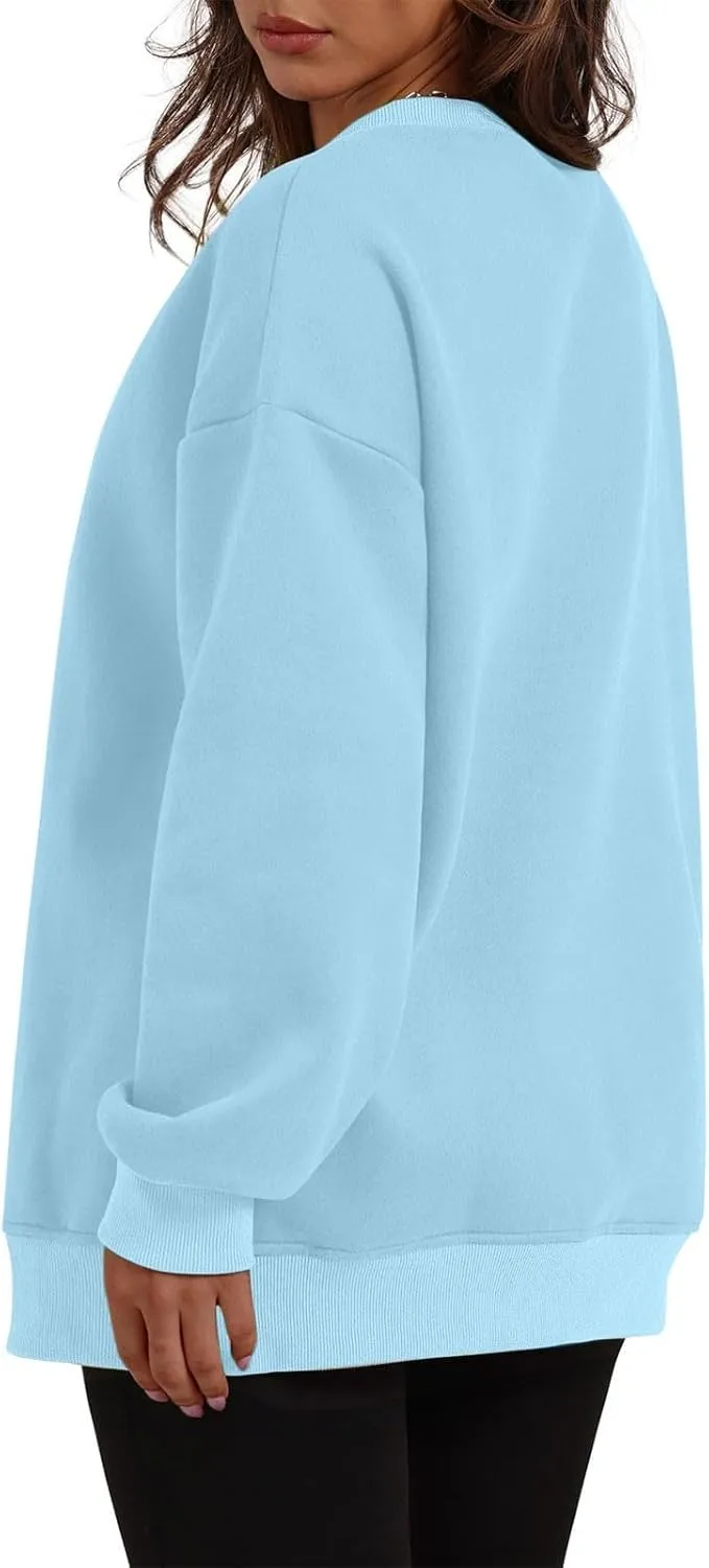 Crewneck Sweatshirts Womens Fall Fashion 2024 Long Sleeve Tops Pullover Casual Cute Loose Winter Clothes with Pocket