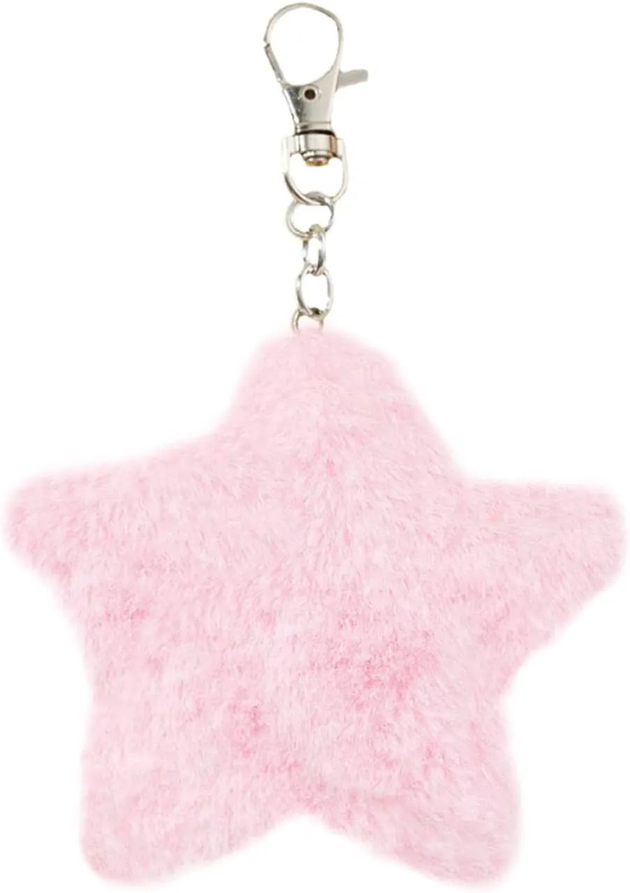 Cute Plush Five-Pointed Star Charm Keychain Soft Stuffed Ornament Keyring Lovely Pendants for Purse Bag Backpack Handbag