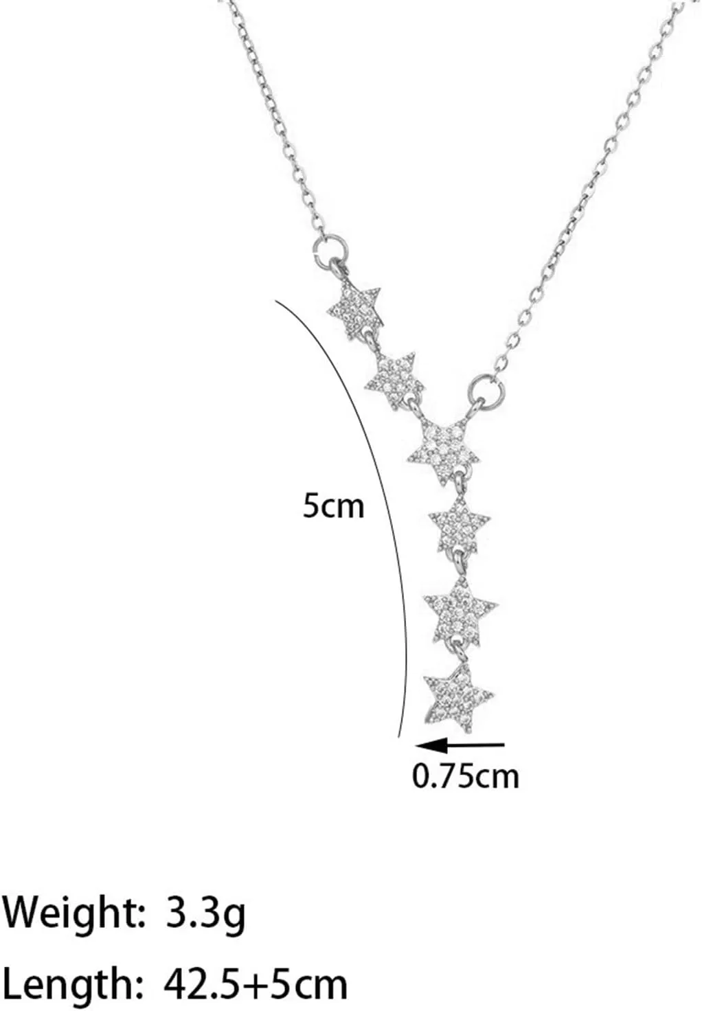 Dainty Crystal Star Necklace for Women Silver Lariat Star Pendant Necklace Adjustable Gold CZ Star Charm Necklace Shining Exquisite Star Y Necklace Delicate Statement Jewelry