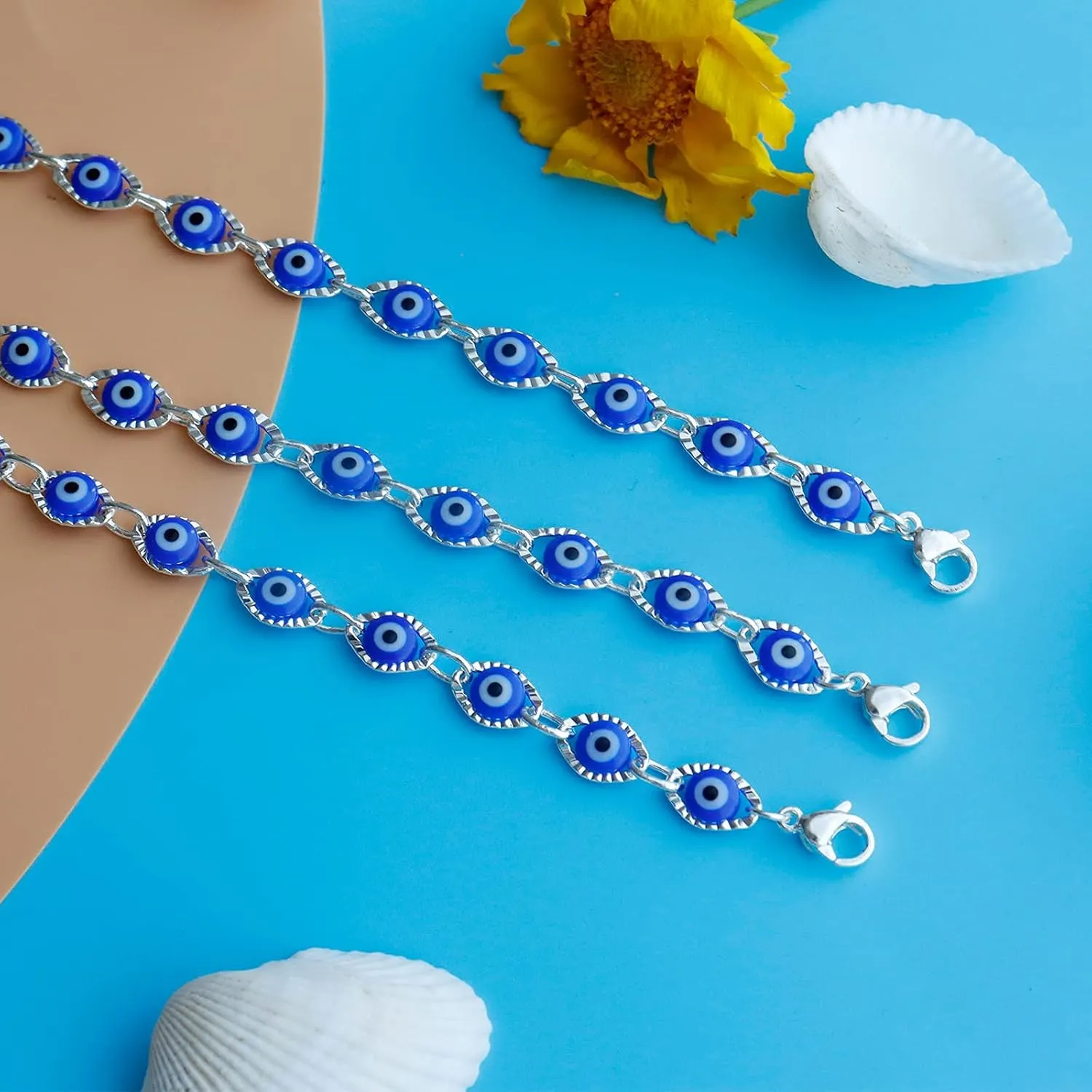 Dainty Gold Bracelets for Women Trendy Evil Eye Bracelets Hand Chain Bracelet Turkish Lucky Hand Jewelry Gifts