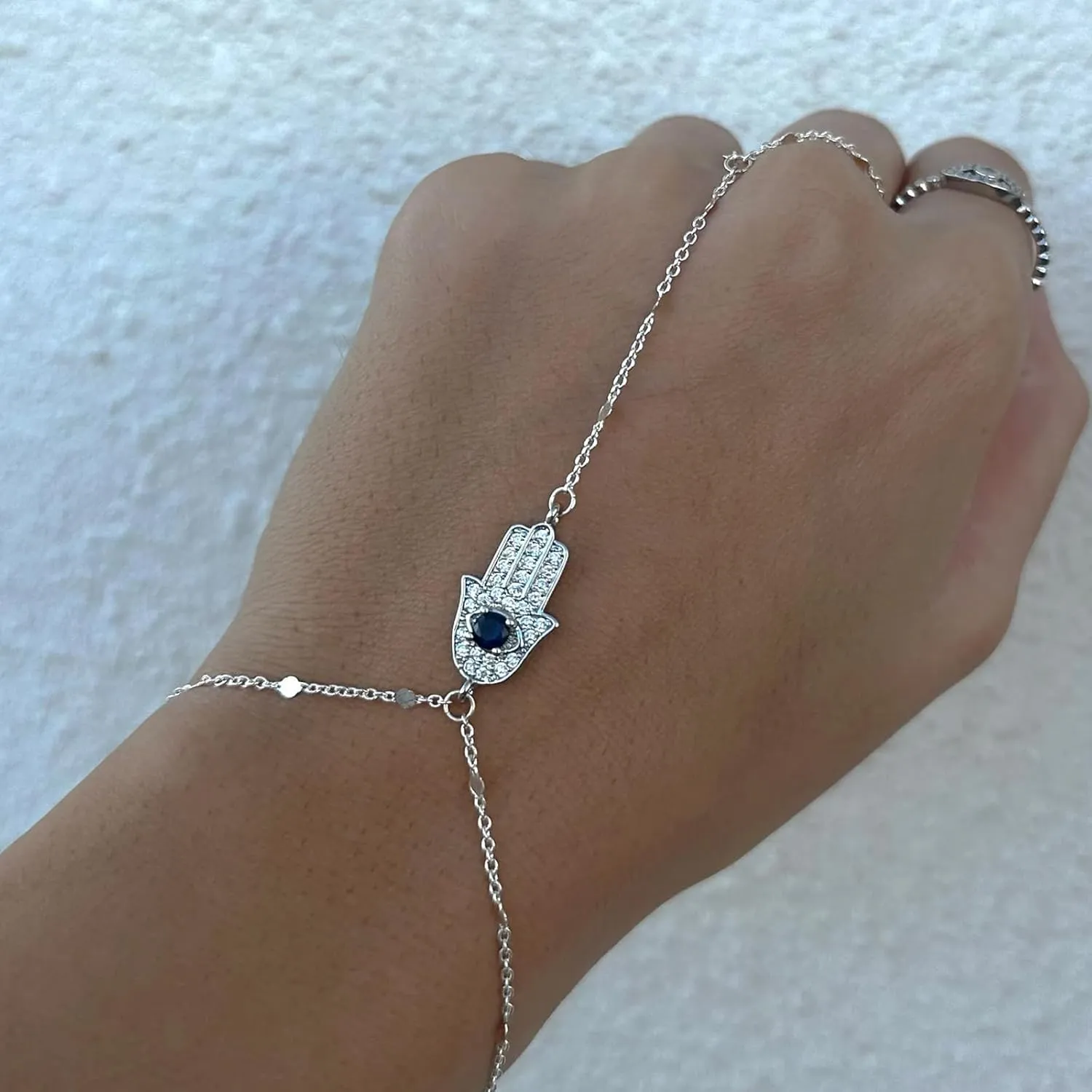 Dainty Gold Bracelets for Women Trendy Evil Eye Bracelets Hand Chain Bracelet Turkish Lucky Hand Jewelry Gifts