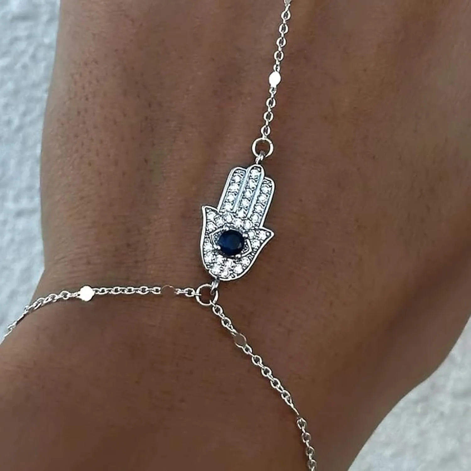 Dainty Gold Bracelets for Women Trendy Evil Eye Bracelets Hand Chain Bracelet Turkish Lucky Hand Jewelry Gifts