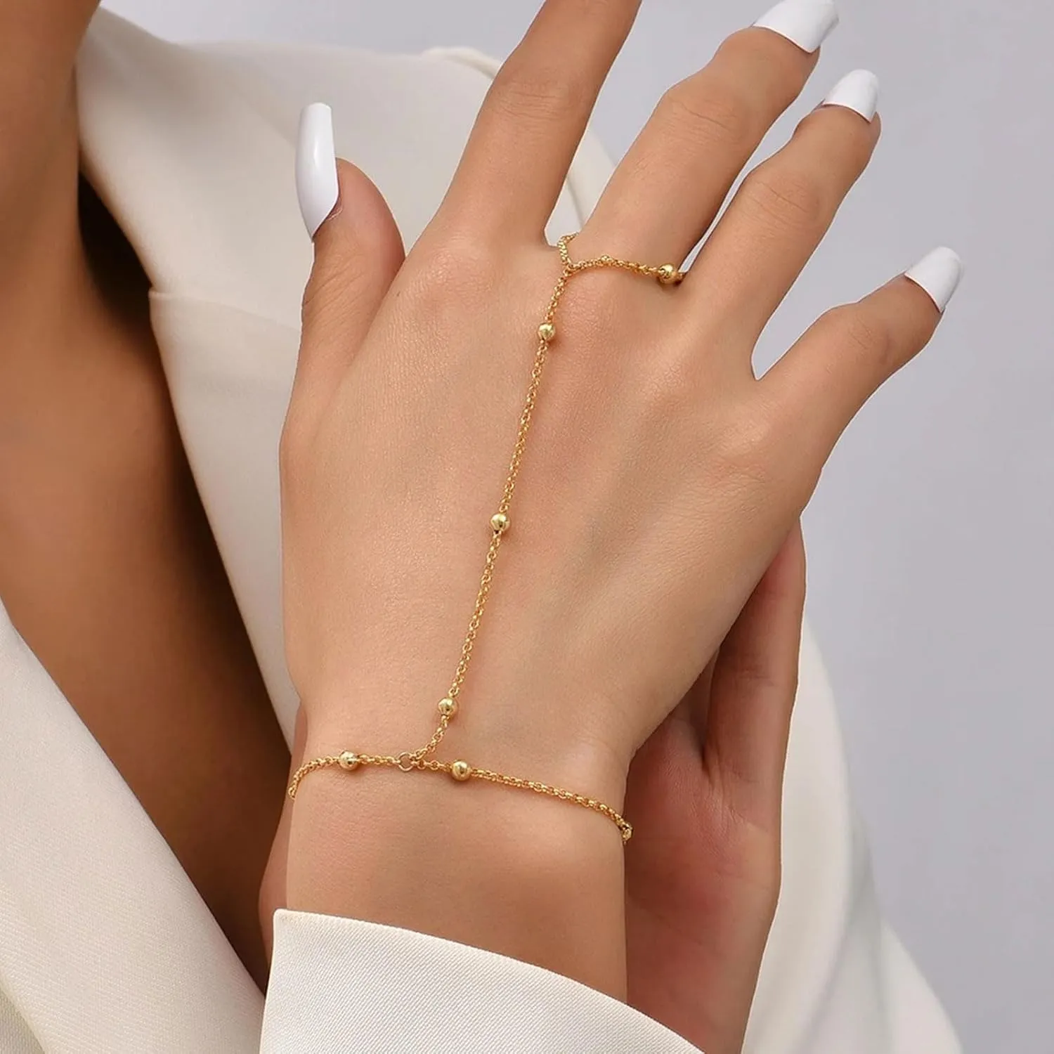 Dainty Gold Bracelets for Women Trendy Evil Eye Bracelets Hand Chain Bracelet Turkish Lucky Hand Jewelry Gifts