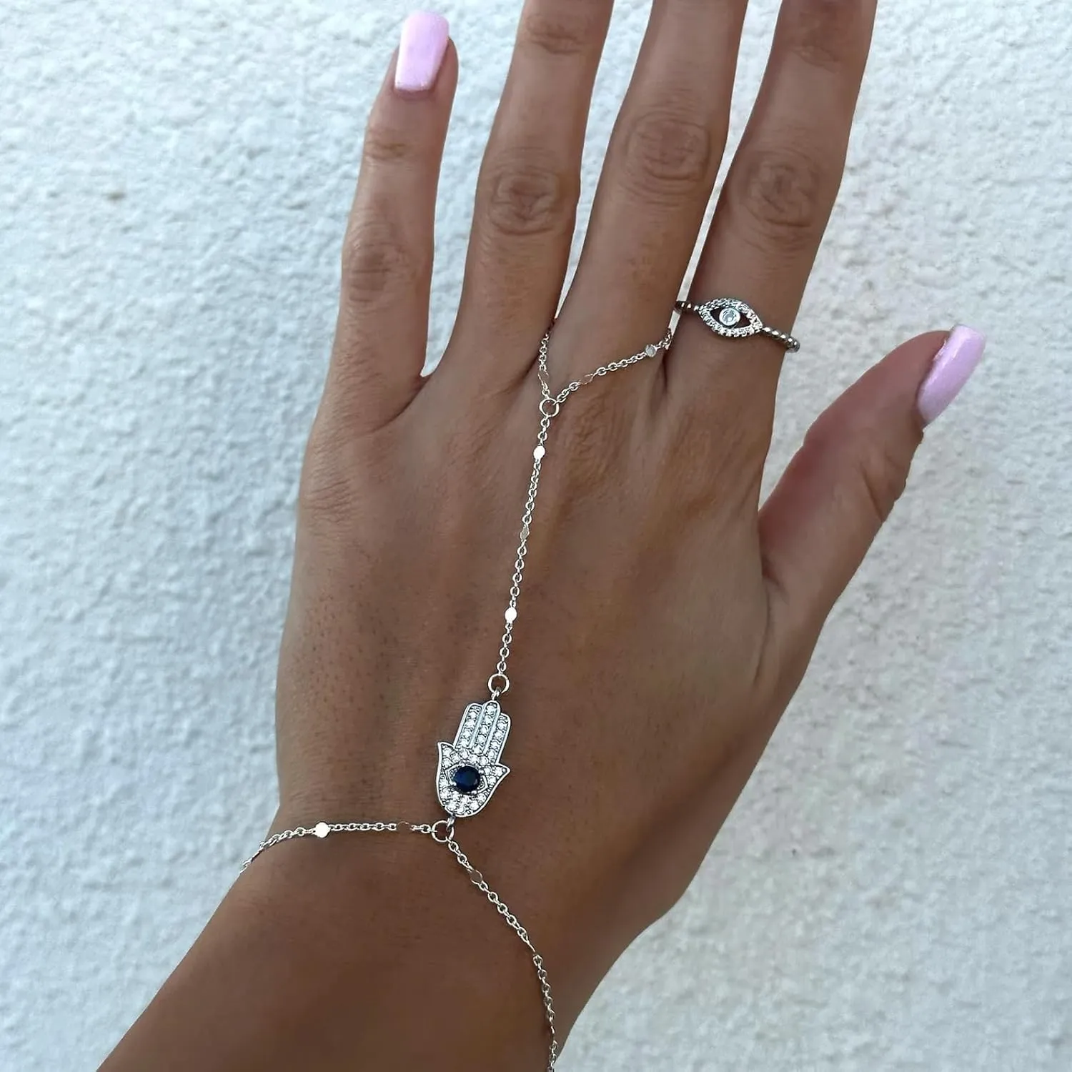 Dainty Gold Bracelets for Women Trendy Evil Eye Bracelets Hand Chain Bracelet Turkish Lucky Hand Jewelry Gifts