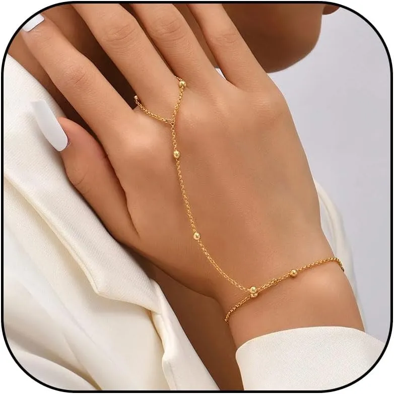 Dainty Gold Bracelets for Women Trendy Evil Eye Bracelets Hand Chain Bracelet Turkish Lucky Hand Jewelry Gifts