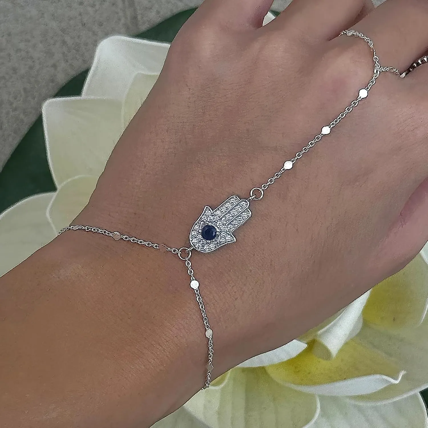 Dainty Gold Bracelets for Women Trendy Evil Eye Bracelets Hand Chain Bracelet Turkish Lucky Hand Jewelry Gifts