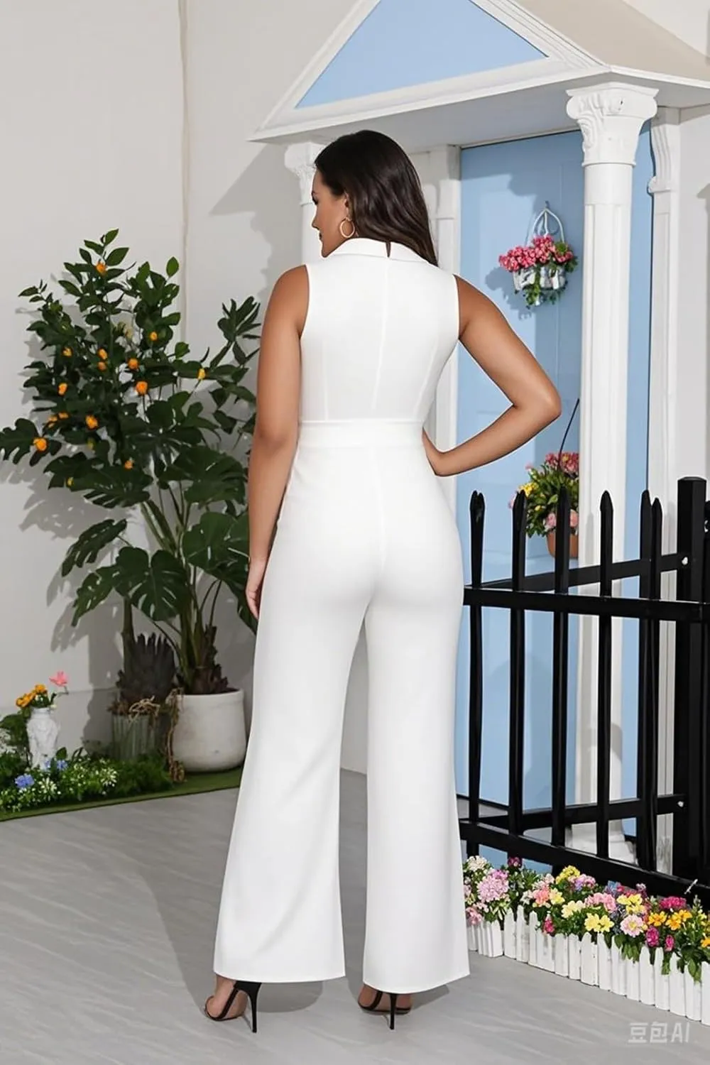 DeftSharp 2025 Women's Sexy Cocktail Party Clubwear Casual Working Rompers Club Back Zip Belt Long Jumpsuit