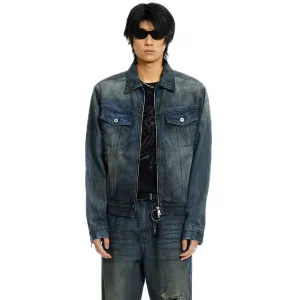 Dirty Denim Jacket in Blue