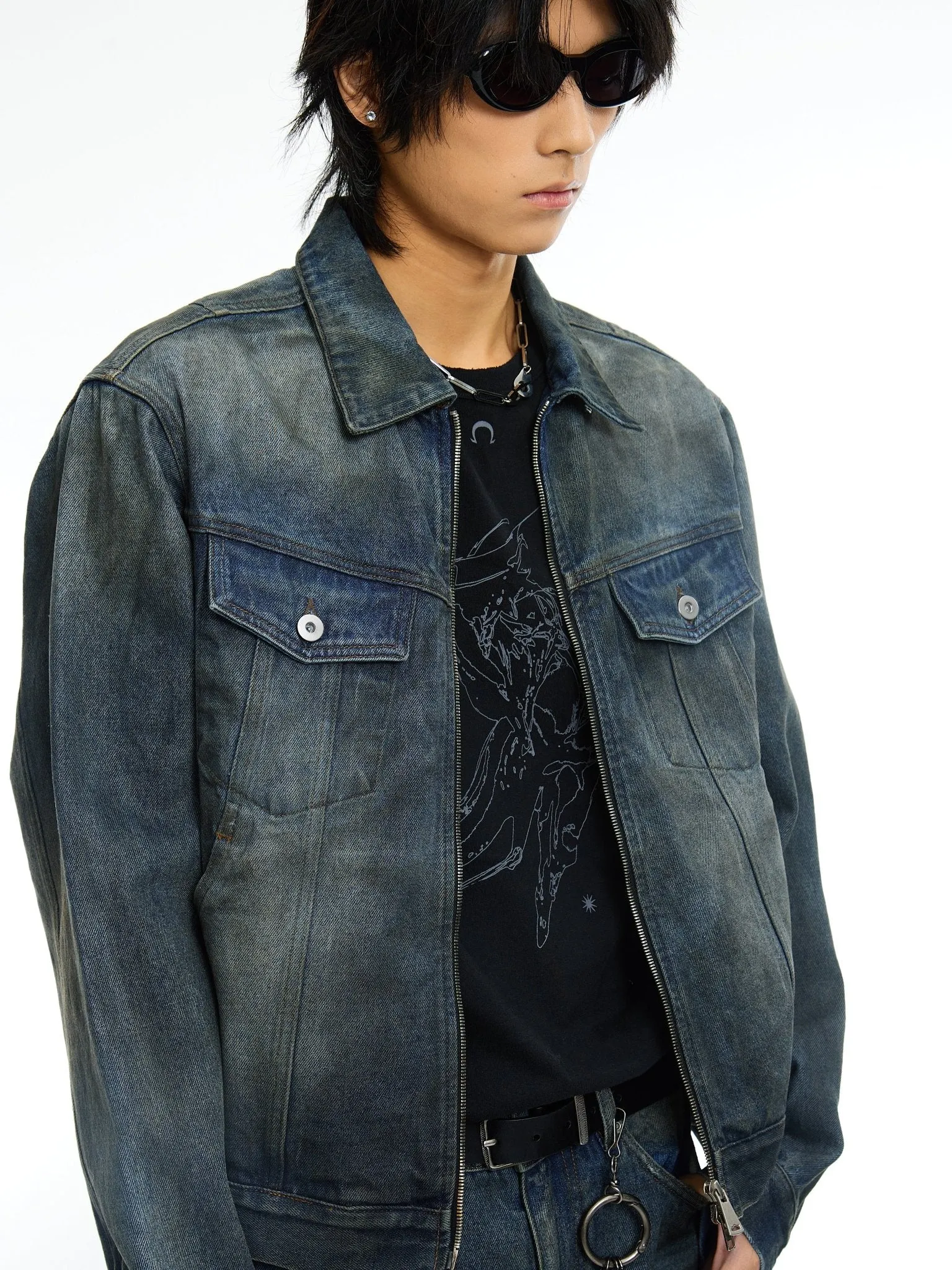 Dirty Denim Jacket in Blue