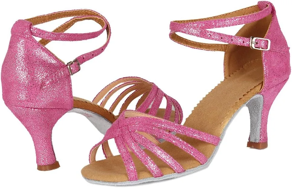 DKZSYIM Women Latin Dance Shoes Ballroom Salsa Tango Practice Performence Party Dancing Shoes,Model 1810-6