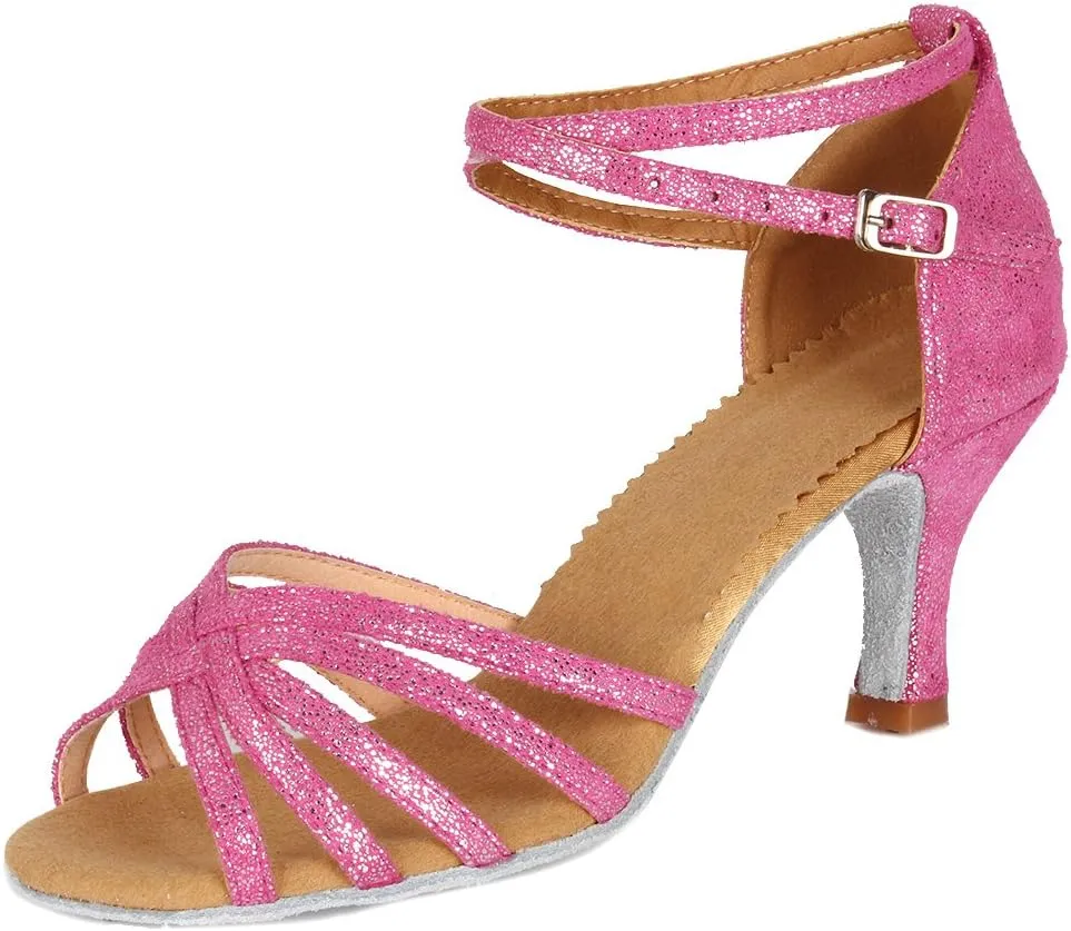 DKZSYIM Women Latin Dance Shoes Ballroom Salsa Tango Practice Performence Party Dancing Shoes,Model 1810-6