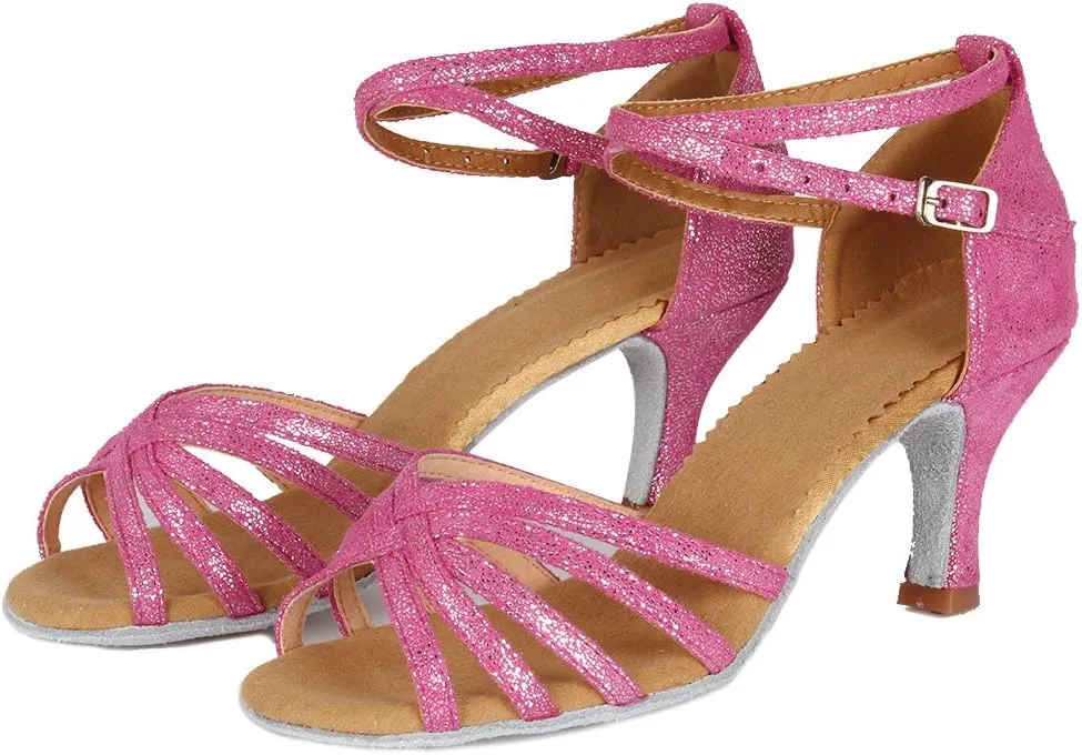 DKZSYIM Women Latin Dance Shoes Ballroom Salsa Tango Practice Performence Party Dancing Shoes,Model 1810-6