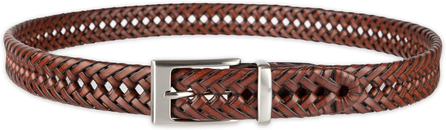 Dockers Mens Leather Braided Fully Adjustable Belt