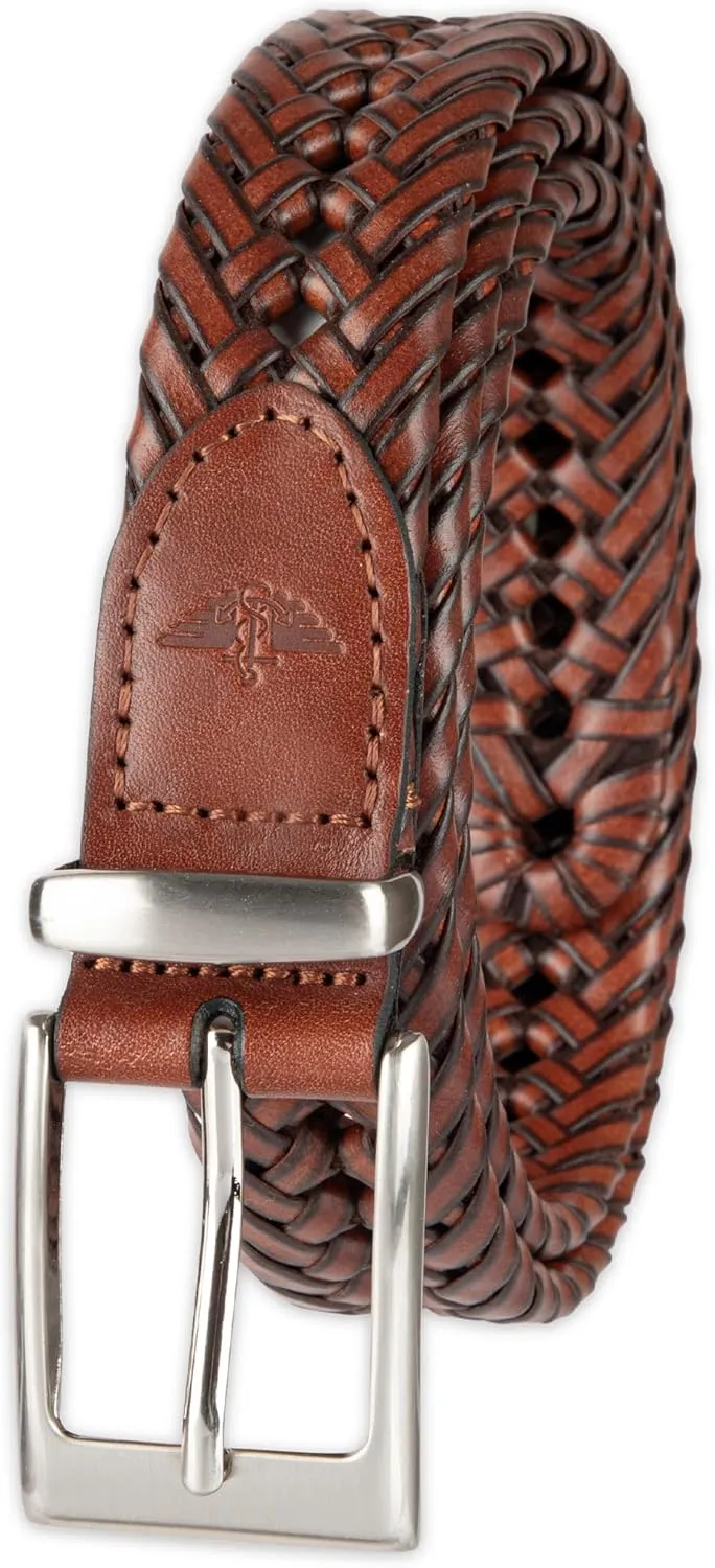 Dockers Mens Leather Braided Fully Adjustable Belt