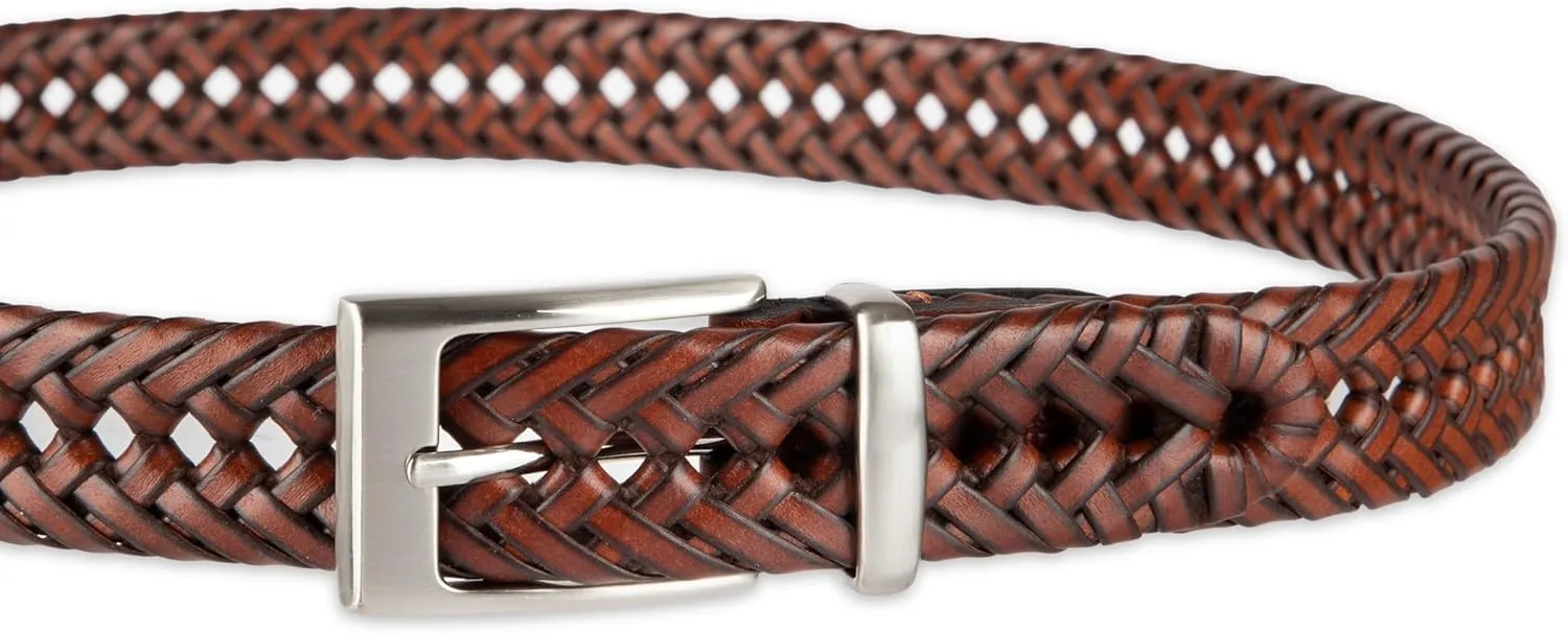 Dockers Mens Leather Braided Fully Adjustable Belt