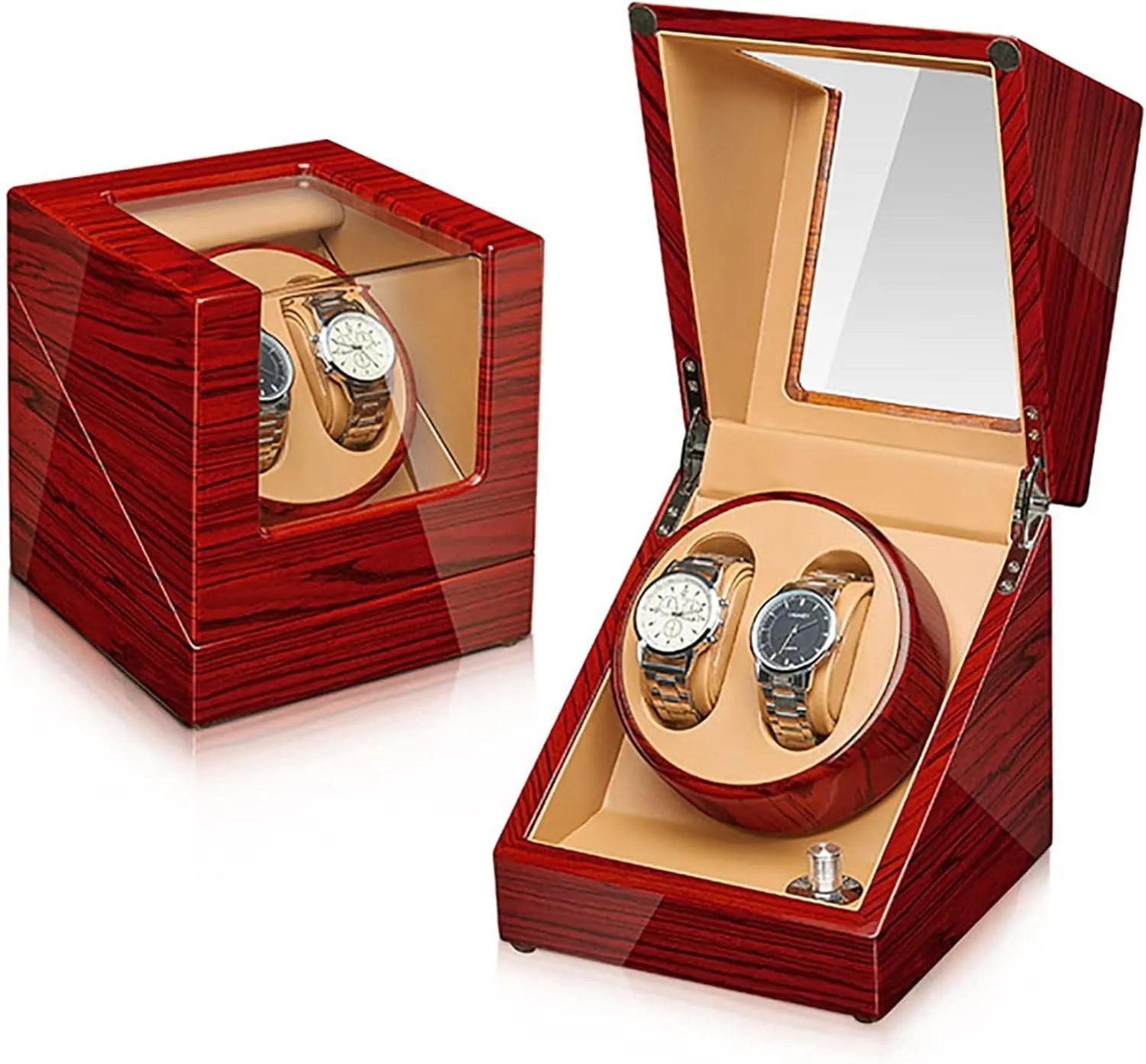 Double Watch Winder for 2 Watches Automatic Wristwatch Winding Rotating Watches Box Self-Winding Mechanical Watch Storage Case with Quiet Motor Watch Winder for Automatic Watches