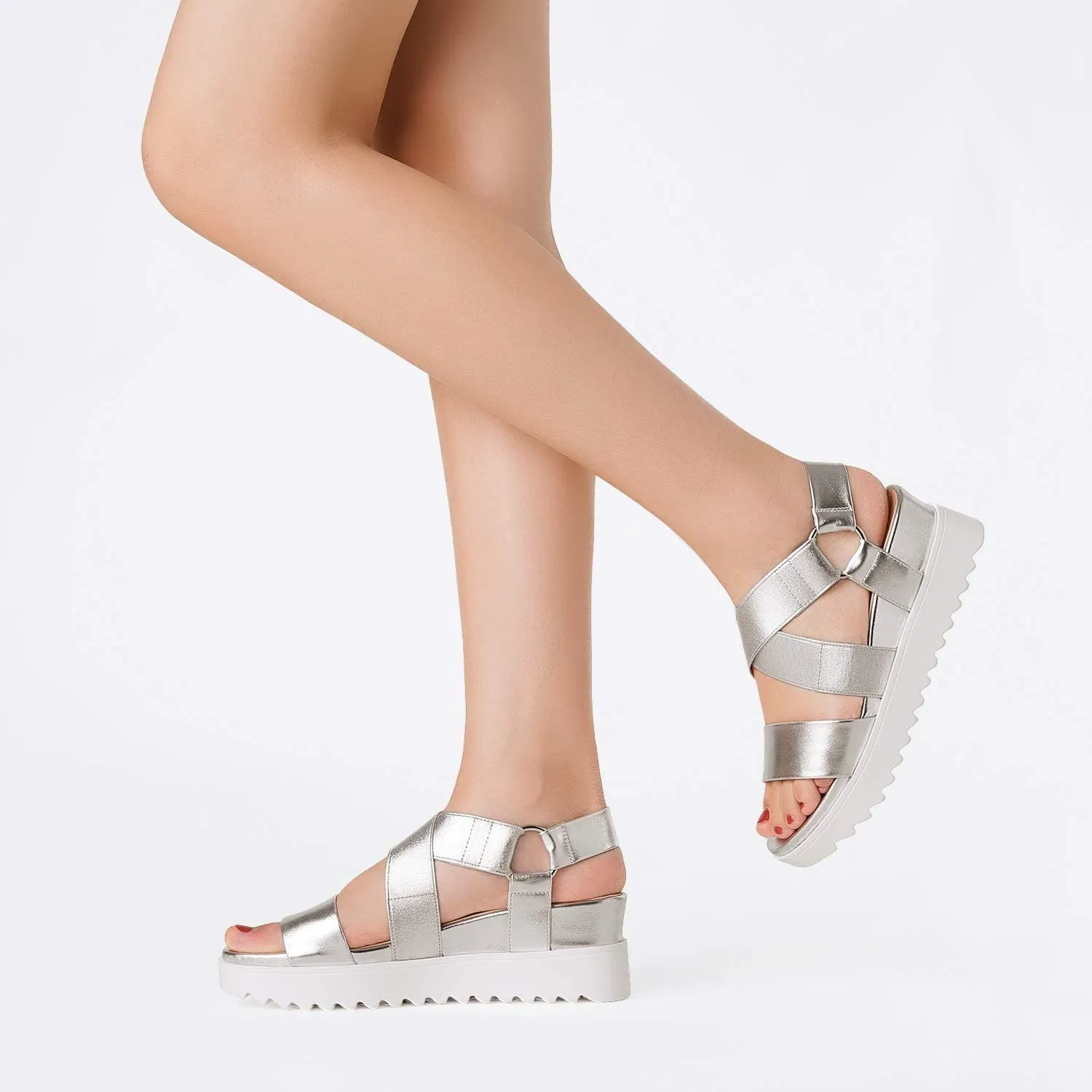 DREAM PAIRS Women??s Open Toe Ankle Strap Platform Wedge Sandals