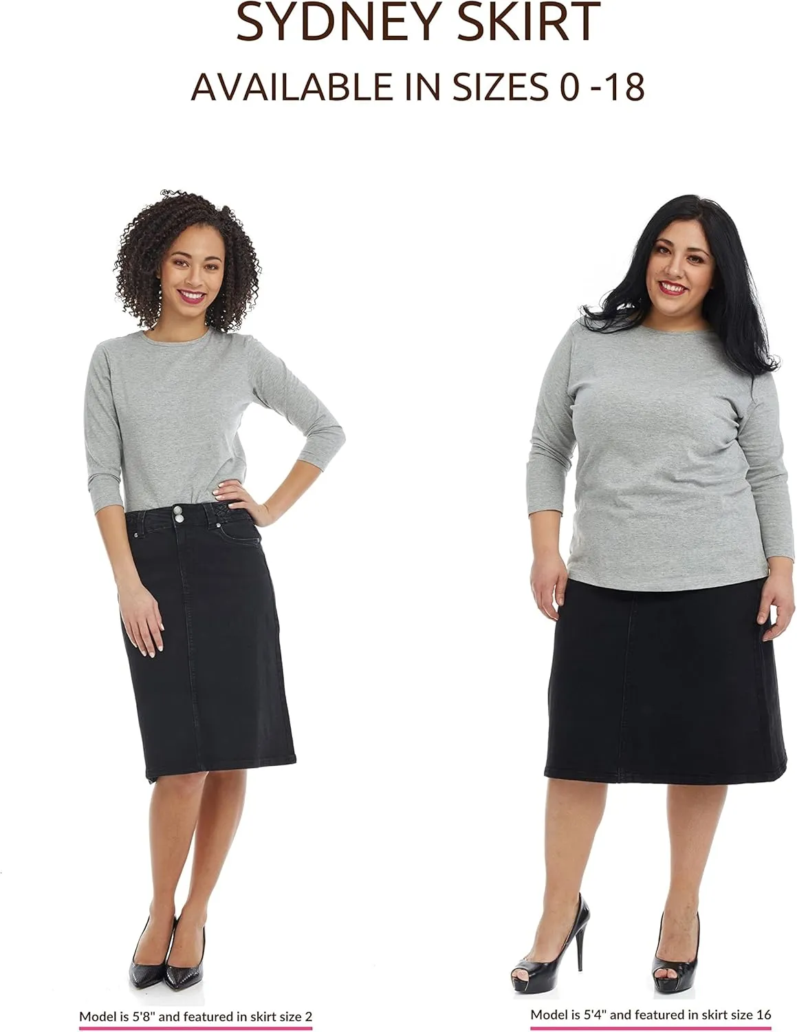 ESTEEZ Knee Length Flary A-Line Stretch Denim Jean Skirt for Women with Pockets - Sydney