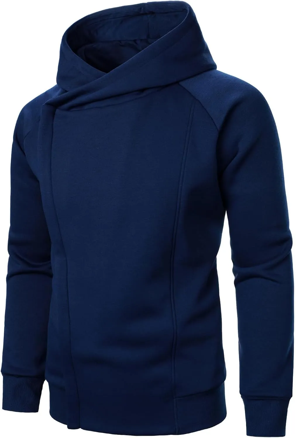 evzosrz Men's Oblique Zipper Hoodies Long Sleeve Hooded Drawstring Asymmetric Sweatshirt Slim Fit 2024 Winter Warm Jackets