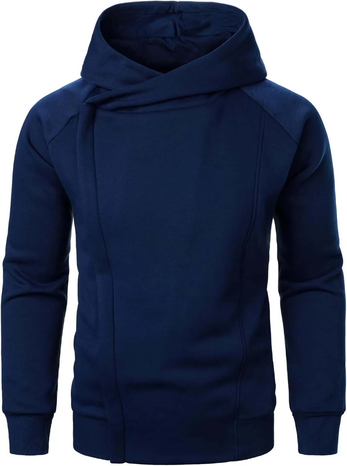 evzosrz Men's Oblique Zipper Hoodies Long Sleeve Hooded Drawstring Asymmetric Sweatshirt Slim Fit 2024 Winter Warm Jackets