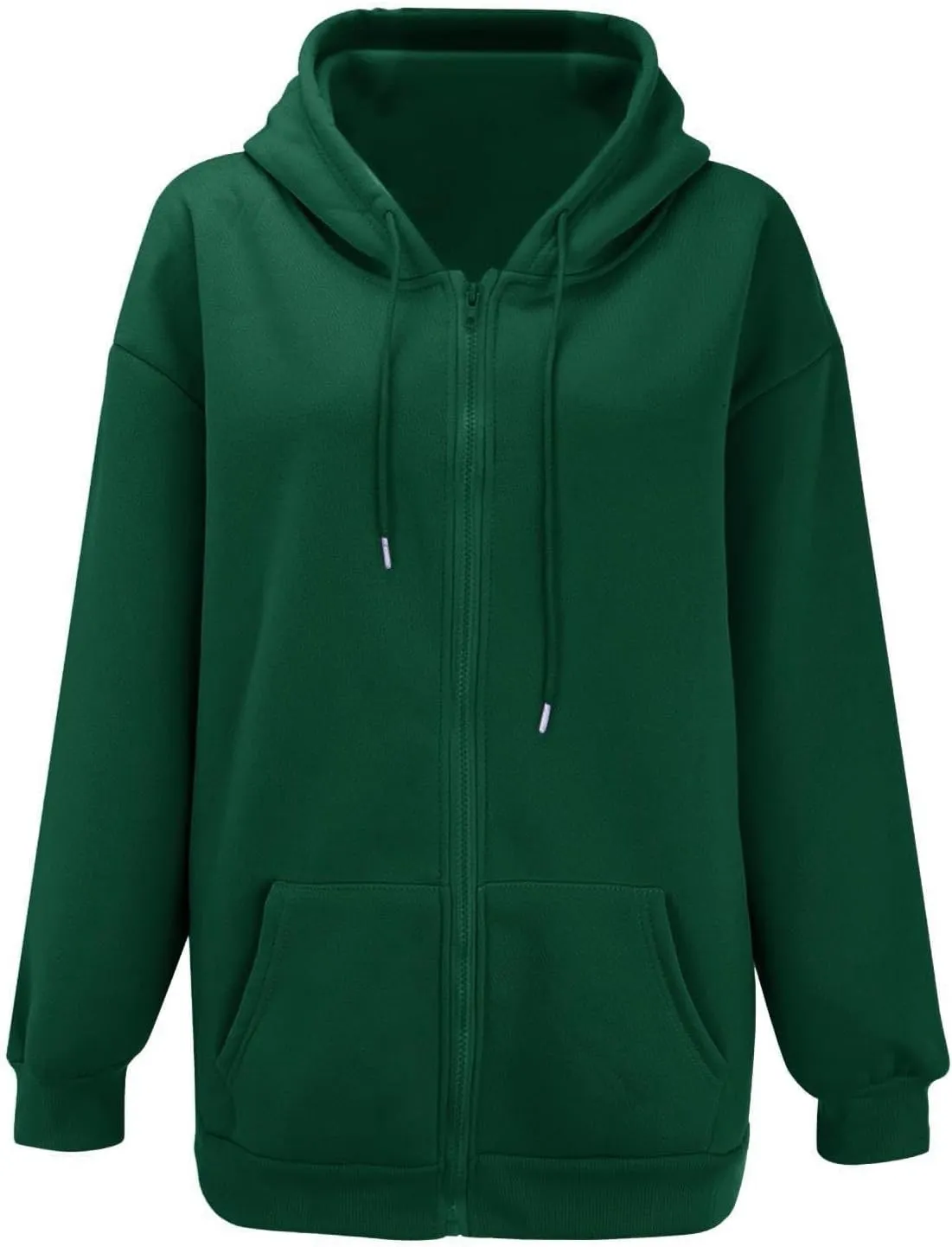 Fall Hoodies Jackets for Women Oversized Preppy Full Zip Up Drawstring Hooded Coats Fashion Solid Color Chunky Hoodie