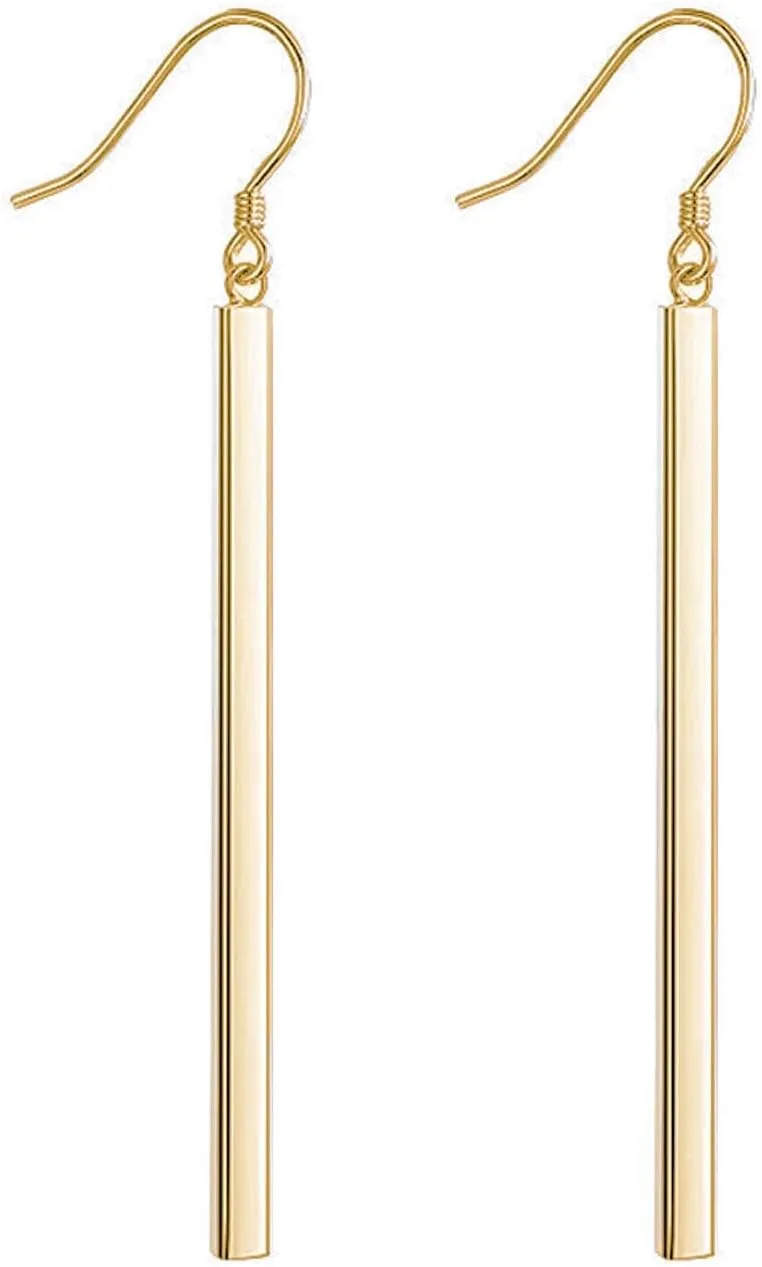 Fashion Bar Neckacle and Earrings Gold Plated Simple Bar Y Shaped Necklace and Leaves Jewelry Sets for Women Girls