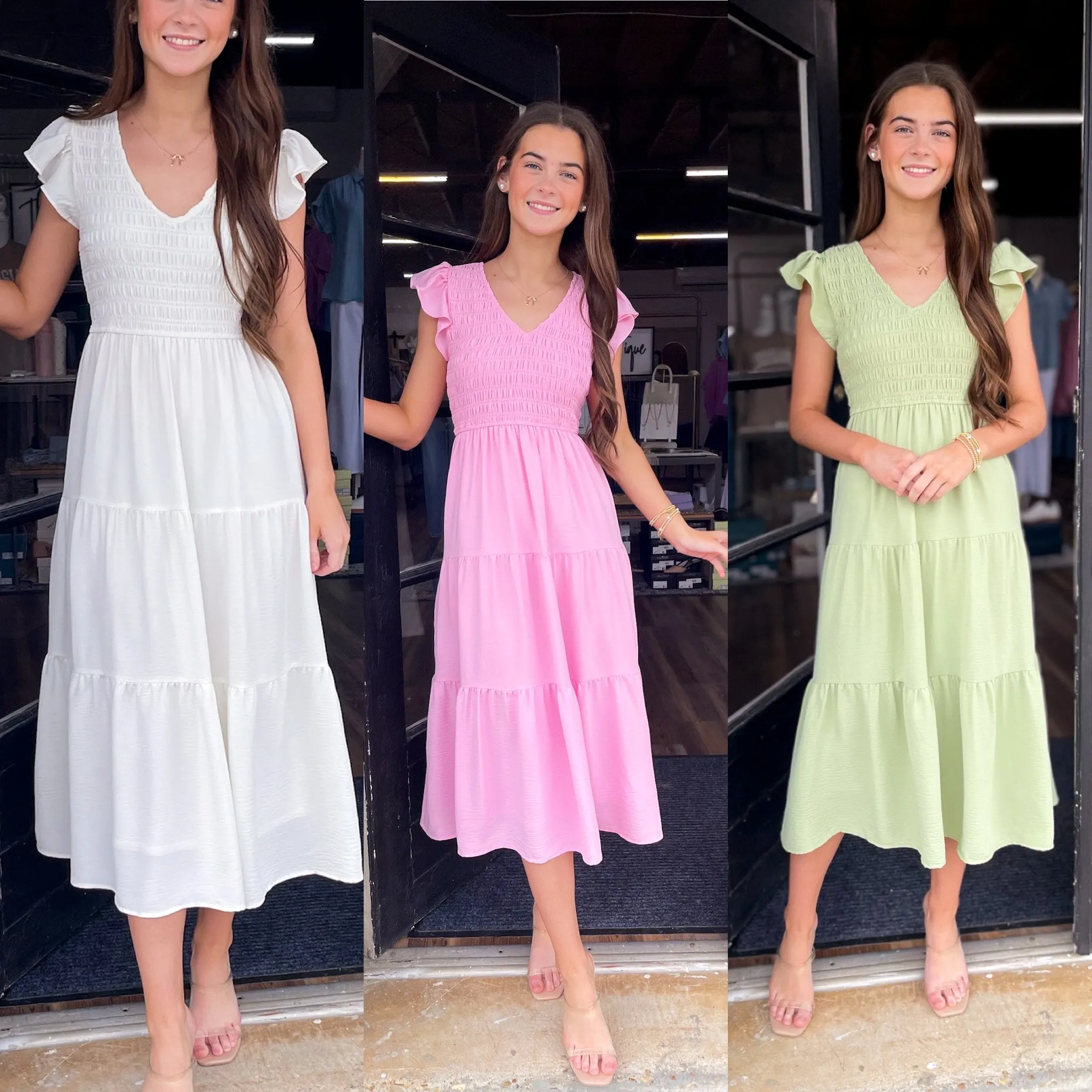 Flutter Sleeve Midi Dress