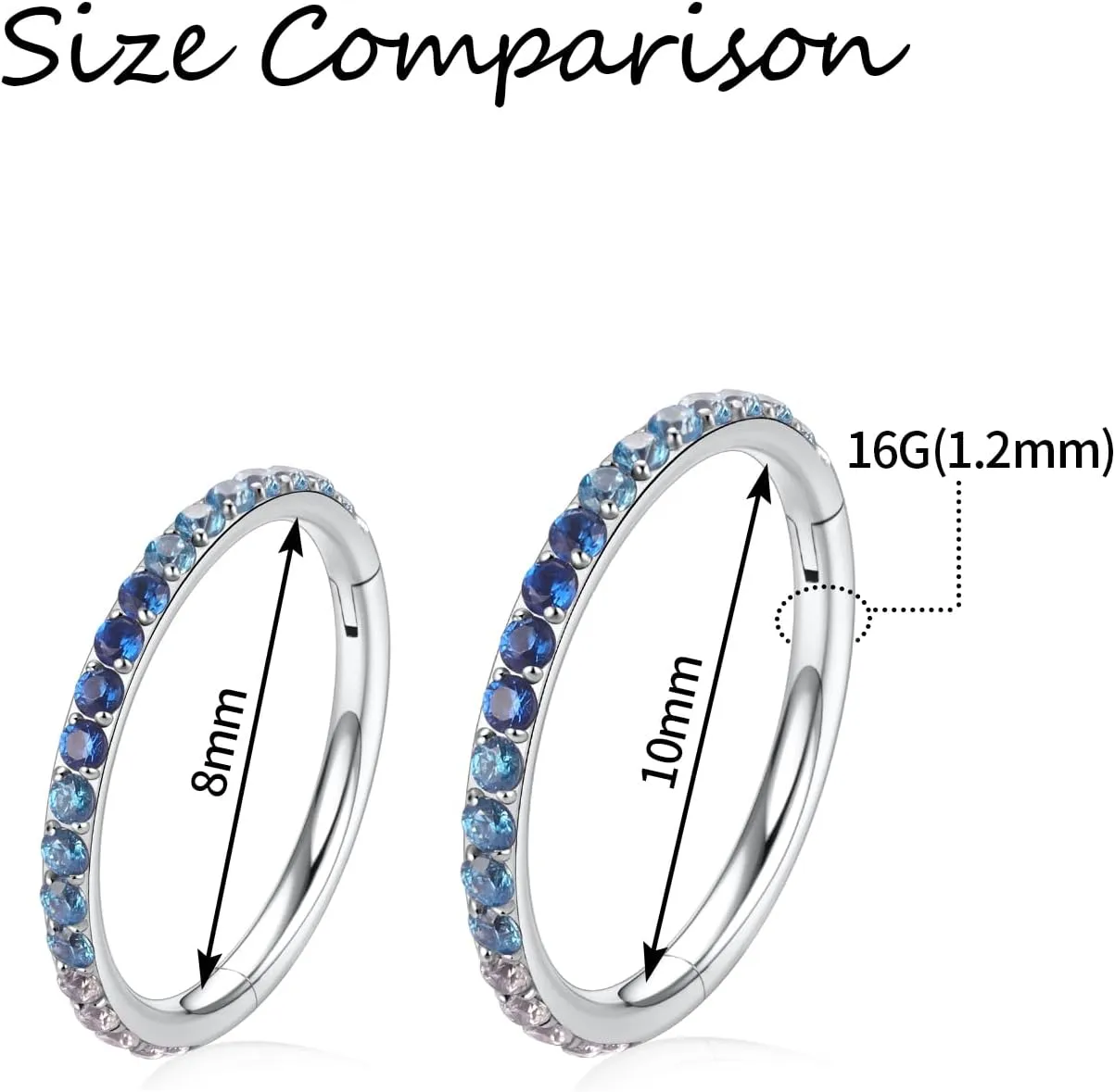 GAGABODY Conch Piercing Jewelry 20g 18g 16g 14g 12g Septum Jewelry Conch Hoop Daith Earrings Surgical Steel Clicker Hoop Piercing Rings Lip Rings with CZ Helix Rook Cartilage Piercing Jewelry