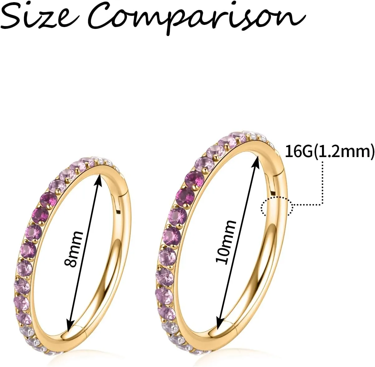 GAGABODY Conch Piercing Jewelry 20g 18g 16g 14g 12g Septum Jewelry Conch Hoop Daith Earrings Surgical Steel Clicker Hoop Piercing Rings Lip Rings with CZ Helix Rook Cartilage Piercing Jewelry