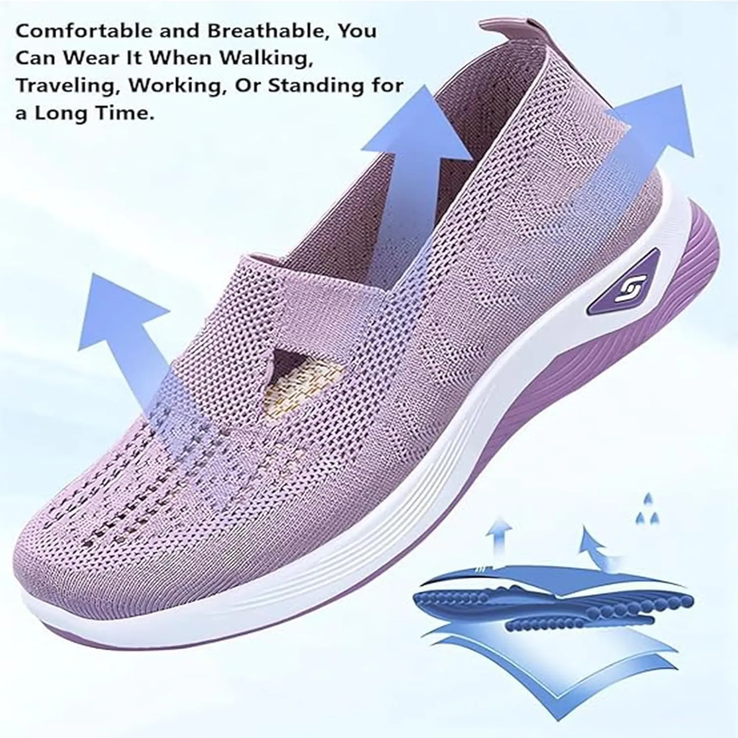Giltpeak Zapatos OrtopDicos para Mujer, New Women's Orthopedic Sneakers, Breathable Knitted Slip On Sneaker Working Casual Shoes,Diabetic Shoes for Women