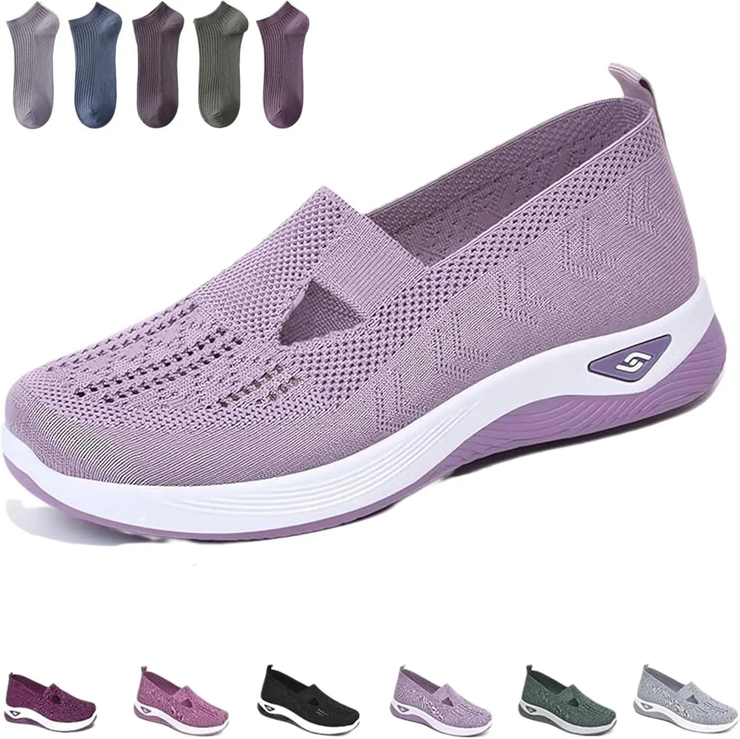 Giltpeak Zapatos OrtopDicos para Mujer, New Women's Orthopedic Sneakers, Breathable Knitted Slip On Sneaker Working Casual Shoes,Diabetic Shoes for Women