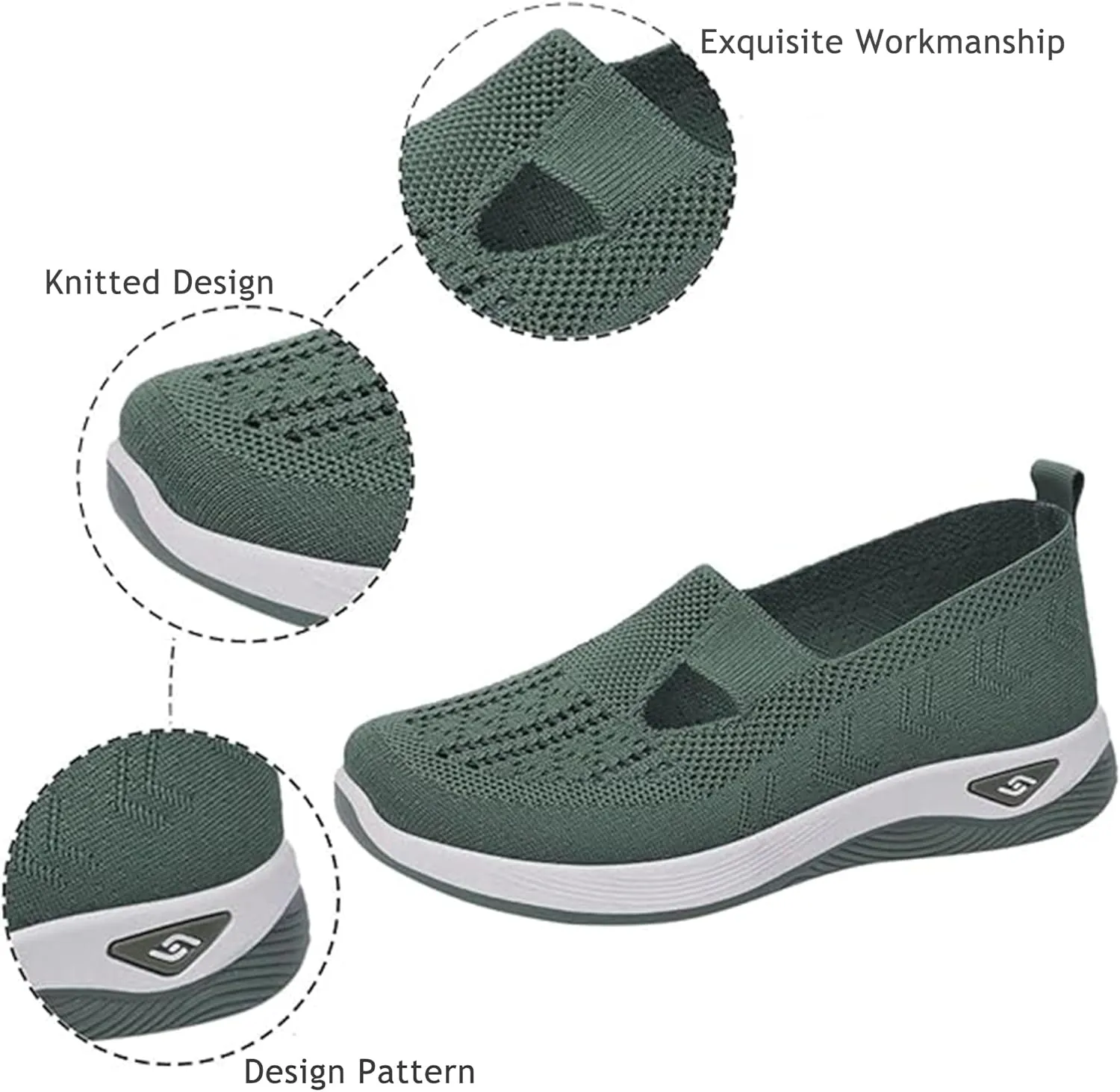 Giltpeak Zapatos OrtopDicos para Mujer, New Women's Orthopedic Sneakers, Breathable Knitted Slip On Sneaker Working Casual Shoes,Diabetic Shoes for Women