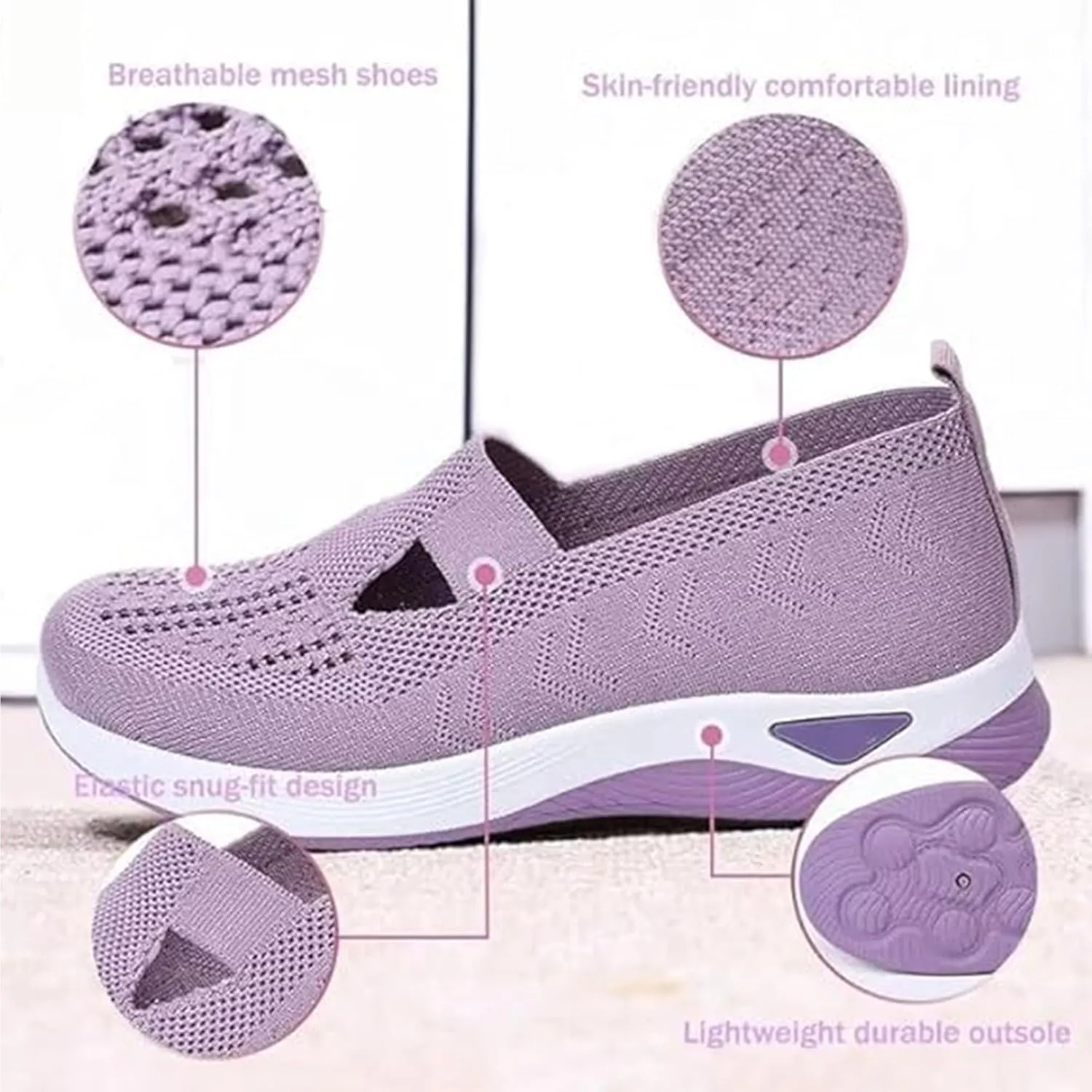 Giltpeak Zapatos OrtopDicos para Mujer, New Women's Orthopedic Sneakers, Breathable Knitted Slip On Sneaker Working Casual Shoes,Diabetic Shoes for Women