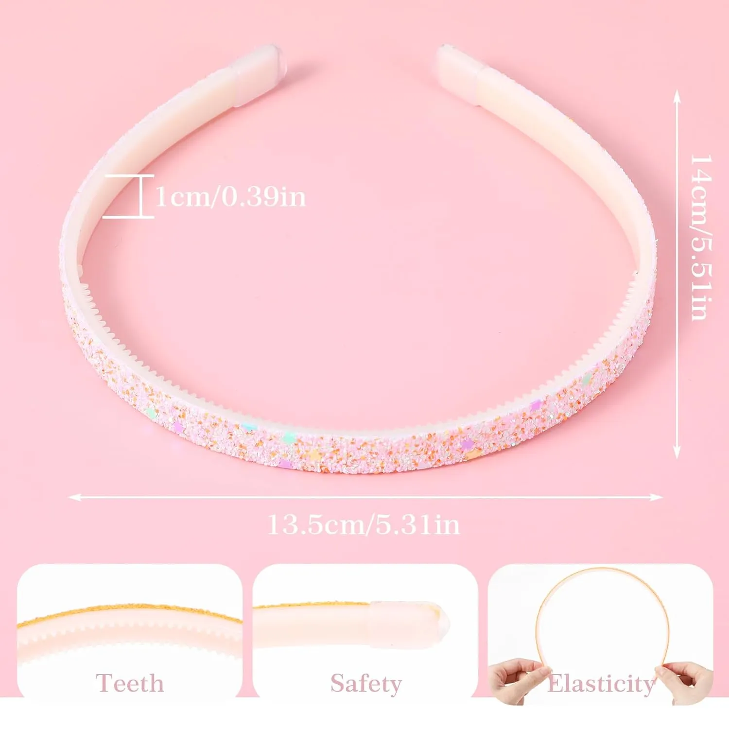 Glitter Headband, 4pcs Plastic Sparkly Cute Non Slip Chunky Hairbands, Thick Bling Confetti Rainbow Hair Bands with Teeth, Little Girls Colorful Hair Accessories(2 stripes   2 stars)