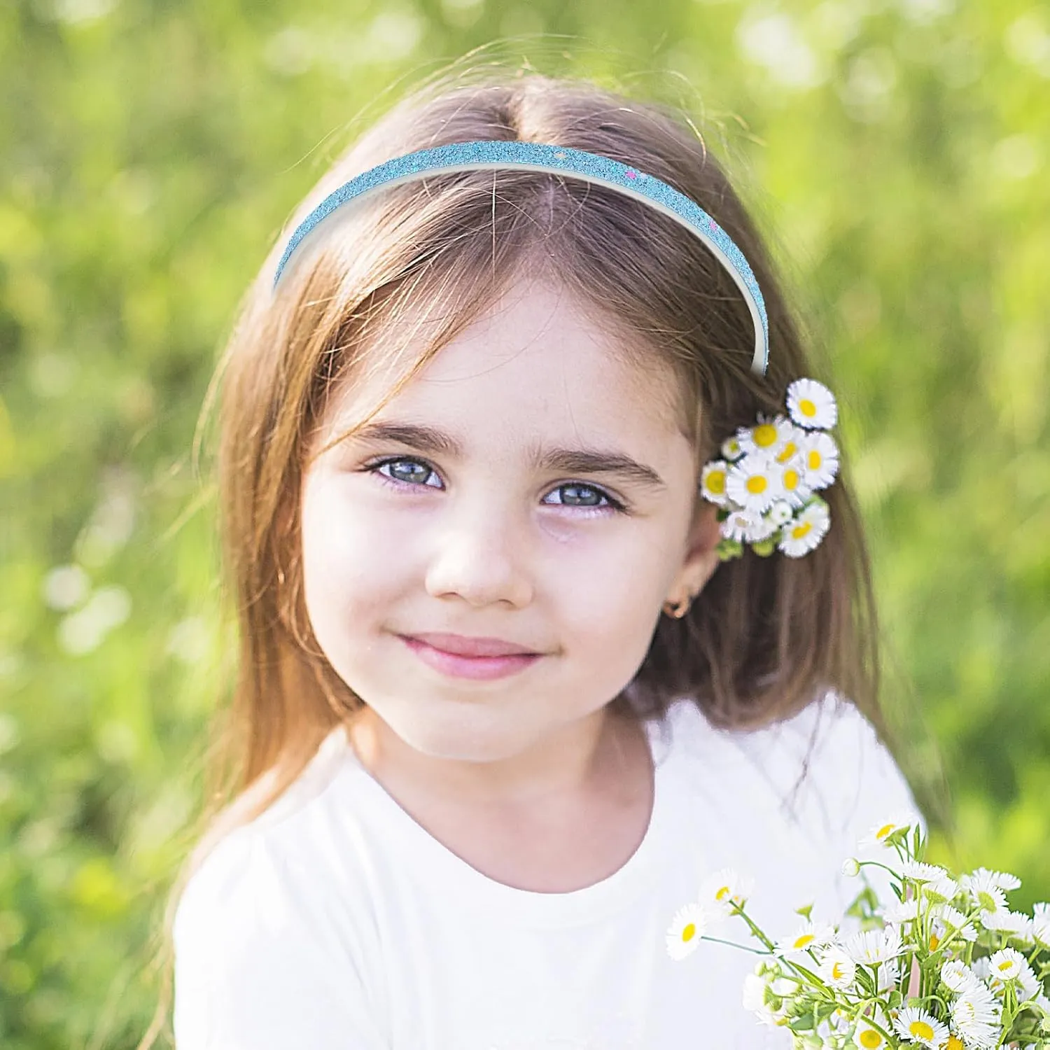 Glitter Headband, 4pcs Plastic Sparkly Cute Non Slip Chunky Hairbands, Thick Bling Confetti Rainbow Hair Bands with Teeth, Little Girls Colorful Hair Accessories