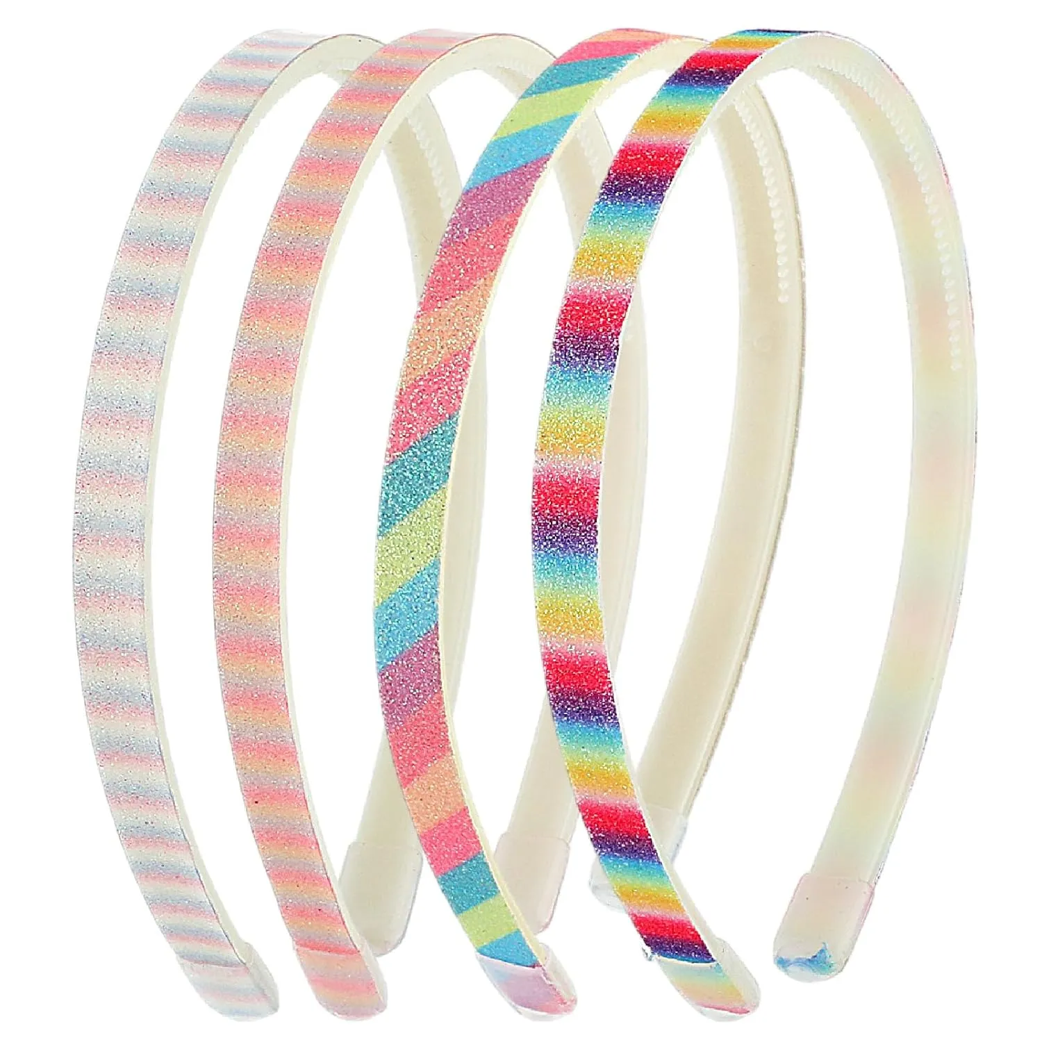 Glitter Headband, 4pcs Plastic Sparkly Cute Non Slip Chunky Hairbands, Thick Bling Confetti Rainbow Hair Bands with Teeth, Little Girls Colorful Hair Accessories