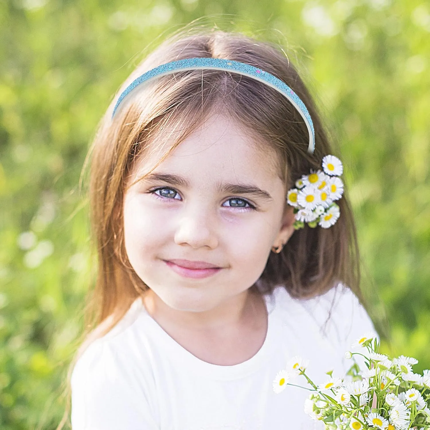Glitter Headband, 4pcs Plastic Sparkly Cute Non Slip Chunky Hairbands, Thick Bling Confetti Rainbow Hair Bands with Teeth, Little Girls Colorful Hair Accessories