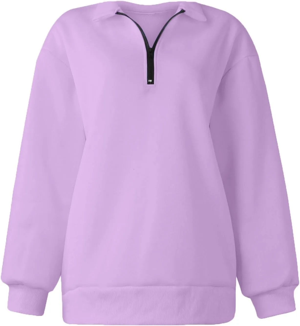 GOFULY Quarter Zip Pullover Women Fleece Fall Long Sleeve Lapel Collar Oversized Sweatshirt Drop Shoulder Shirt Winter Clothe