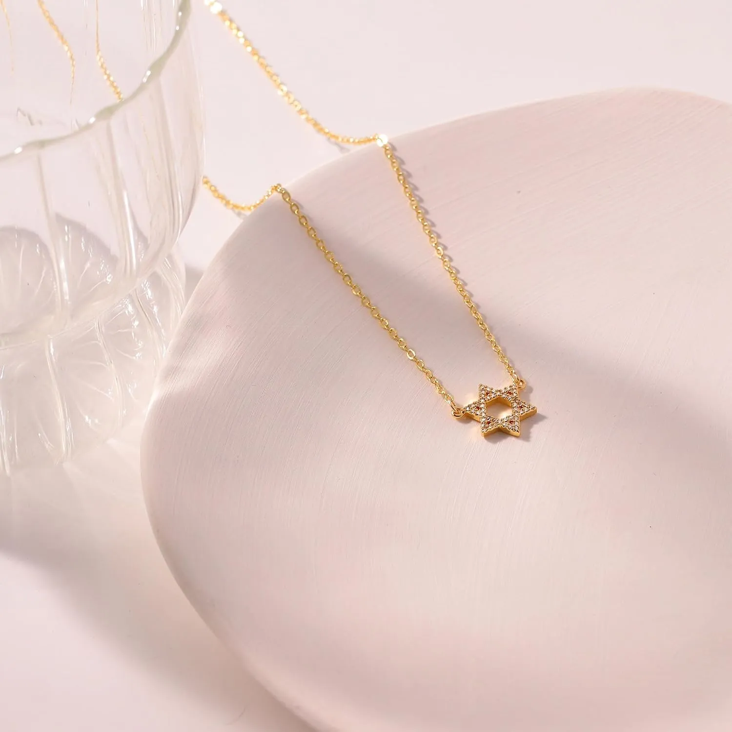 Gold Necklace for Women-14k Gold Plated Infinity Necklace Star Of David Necklace Evil Eye Cross Pendants Heart Dainty Gold Necklace For Women