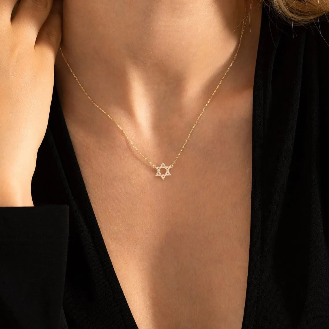 Gold Necklace for Women-14k Gold Plated Infinity Necklace Star Of David Necklace Evil Eye Cross Pendants Heart Dainty Gold Necklace For Women
