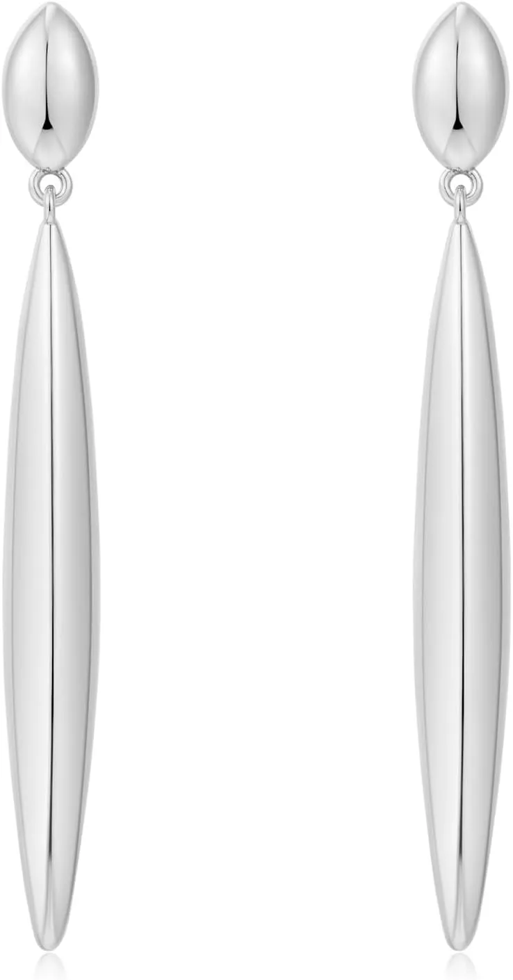 Gold Silver Minimalist Dainty Long Bar Drop Dangle Earrings for Women