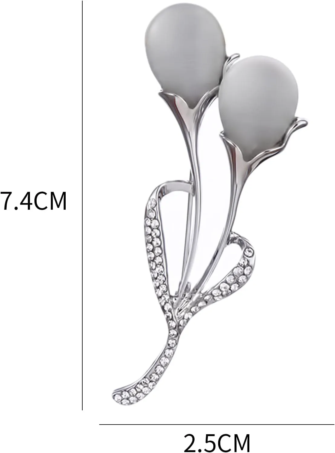 Guoshang Women Rose Gold Opal Calla Lily Brooch Pin Flower Opal Lapel Pin for Coats Jackets Sweaters Accessories,Silver,1 Pc