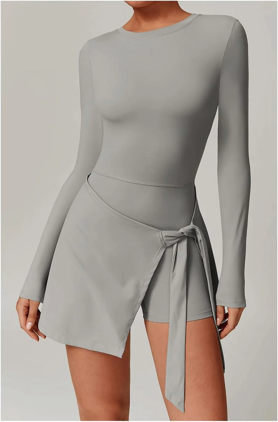 Haellun Womens Tennis Skort Dress Bodycon Tie Wrap Skirt Built in Shorts Golf Athletic Workout Rompers