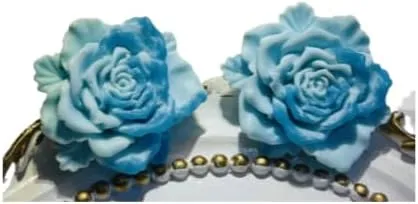 Handcrafted Gradient Double-color Rose resin Earrings - Unique Artisanal Flower Studs for Women